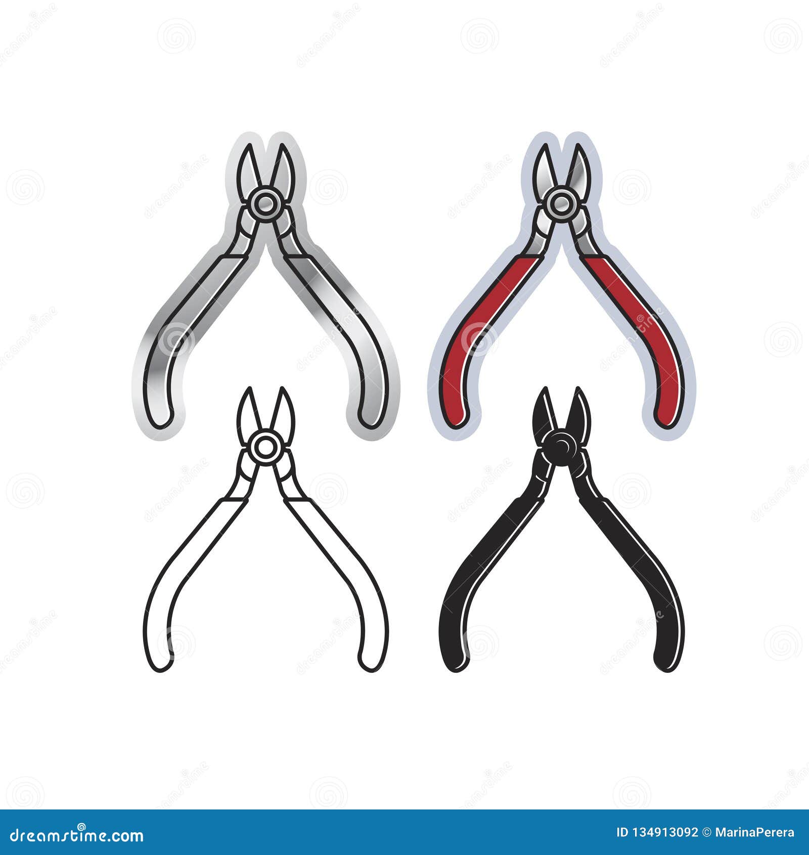 Wire Cutters Variations Vector Drawing Stock Vector - Illustration