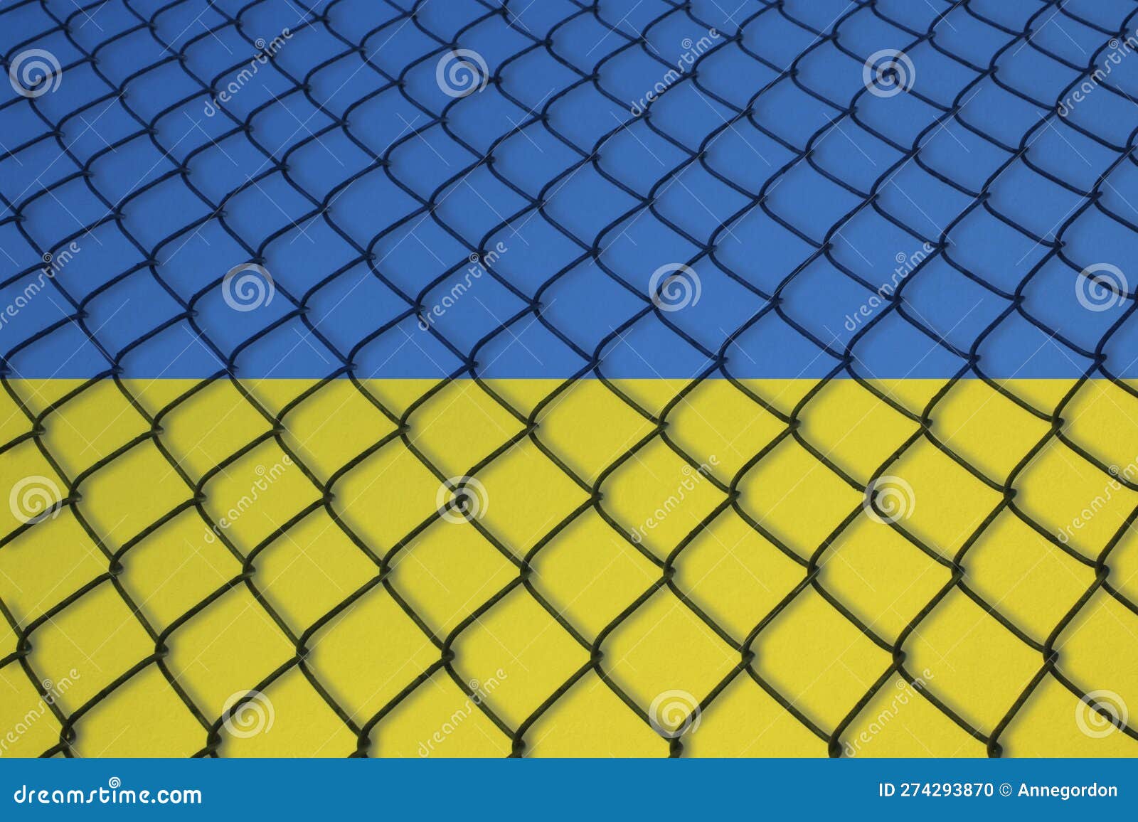 wire fence over the flag of ukraine