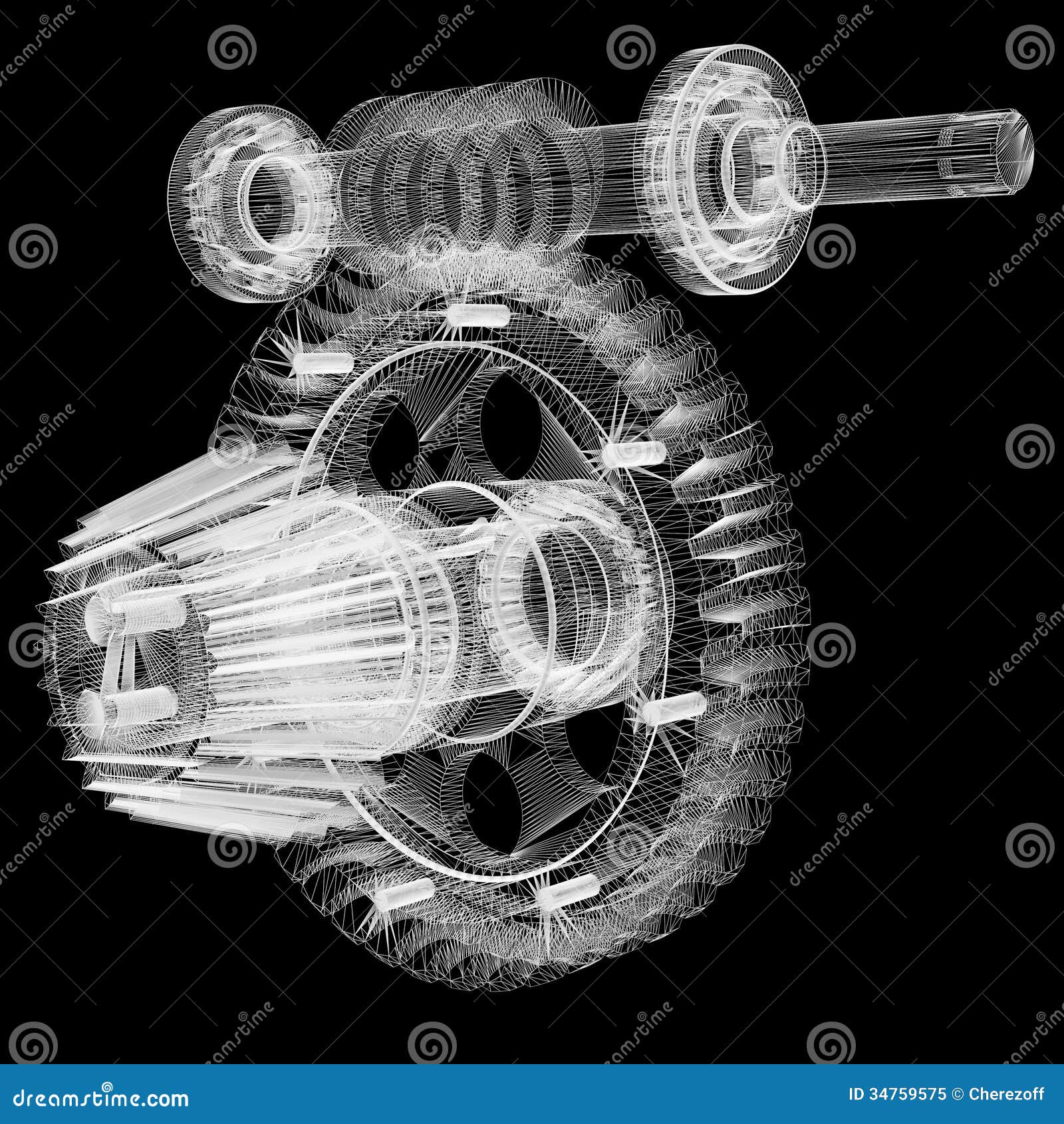 Wire frame gears stock illustration. Illustration of industrial 34759575