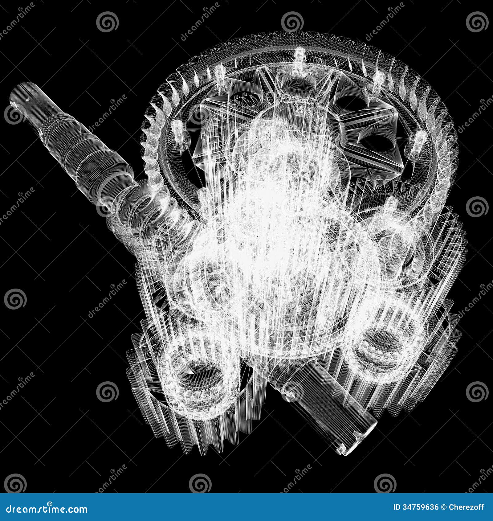 Wire frame gears stock illustration. Illustration of machinery 34759636