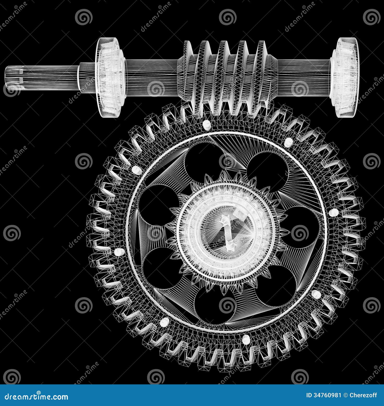Wire frame gears stock illustration. Illustration of mechanical 34760981