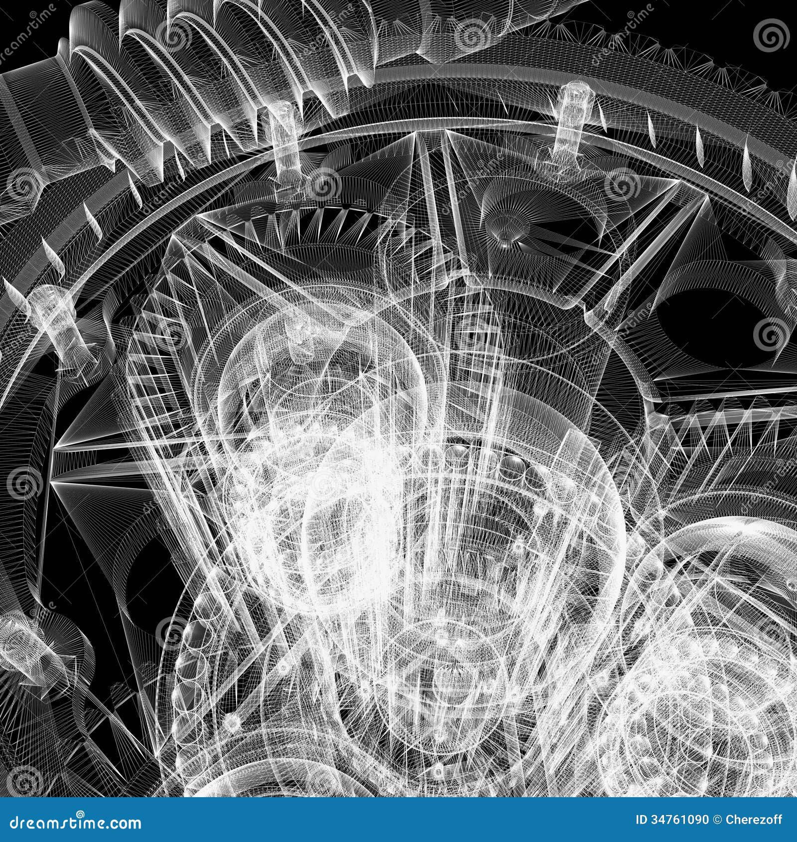 Wire frame gears stock illustration. Illustration of drawing 34761090