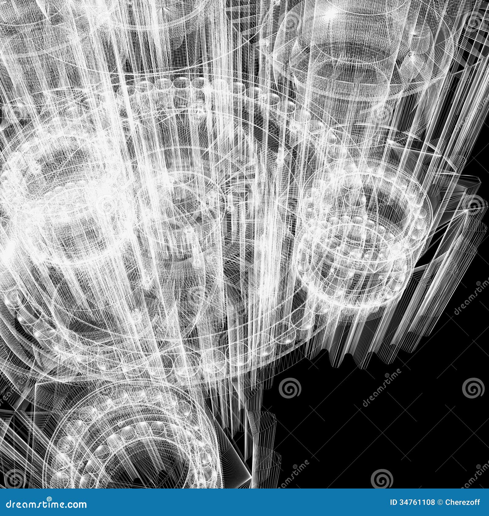 Wire frame gears stock illustration. Illustration of drawing 34761108
