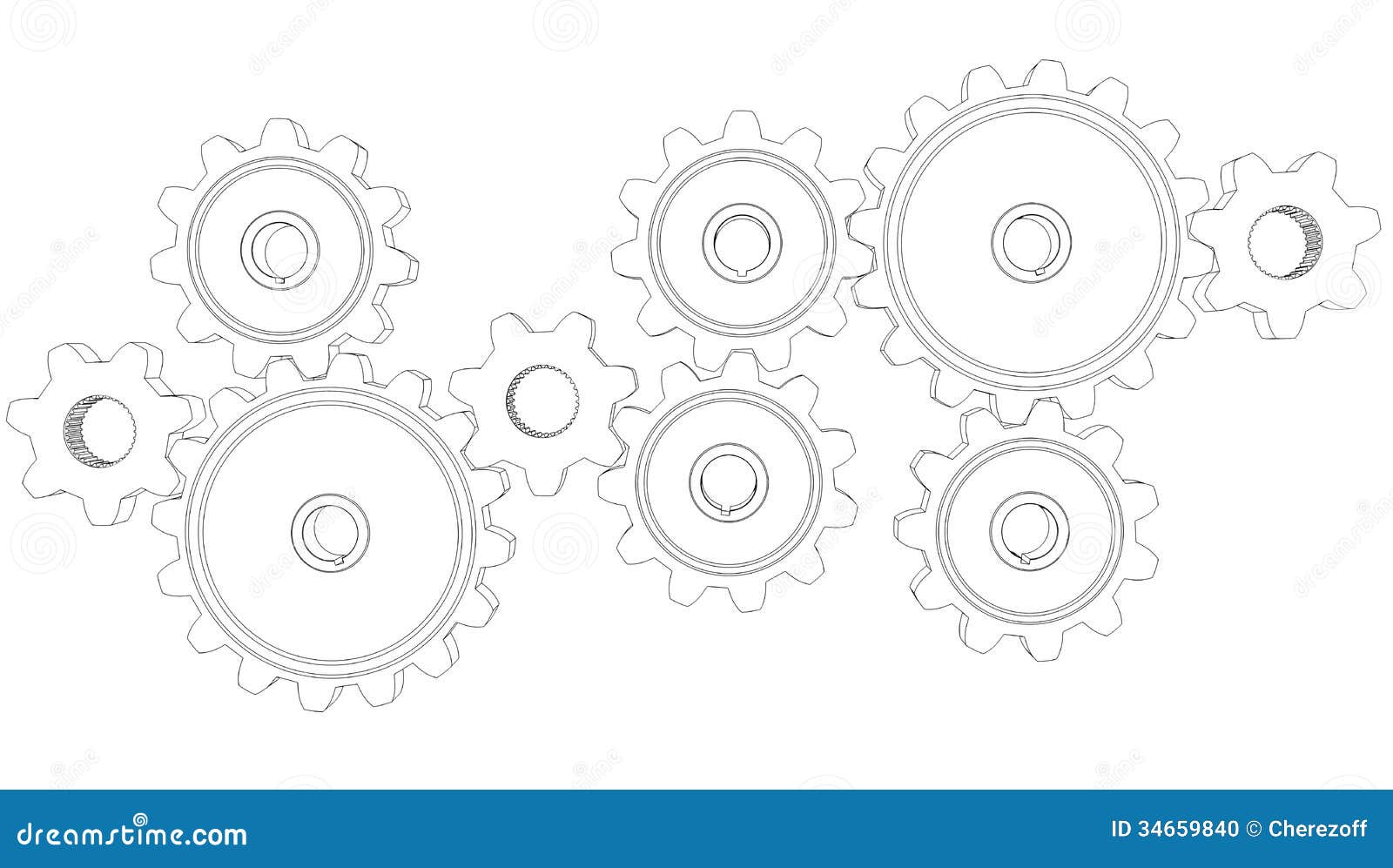 Wire frame gears stock illustration. Illustration of gear 34659840