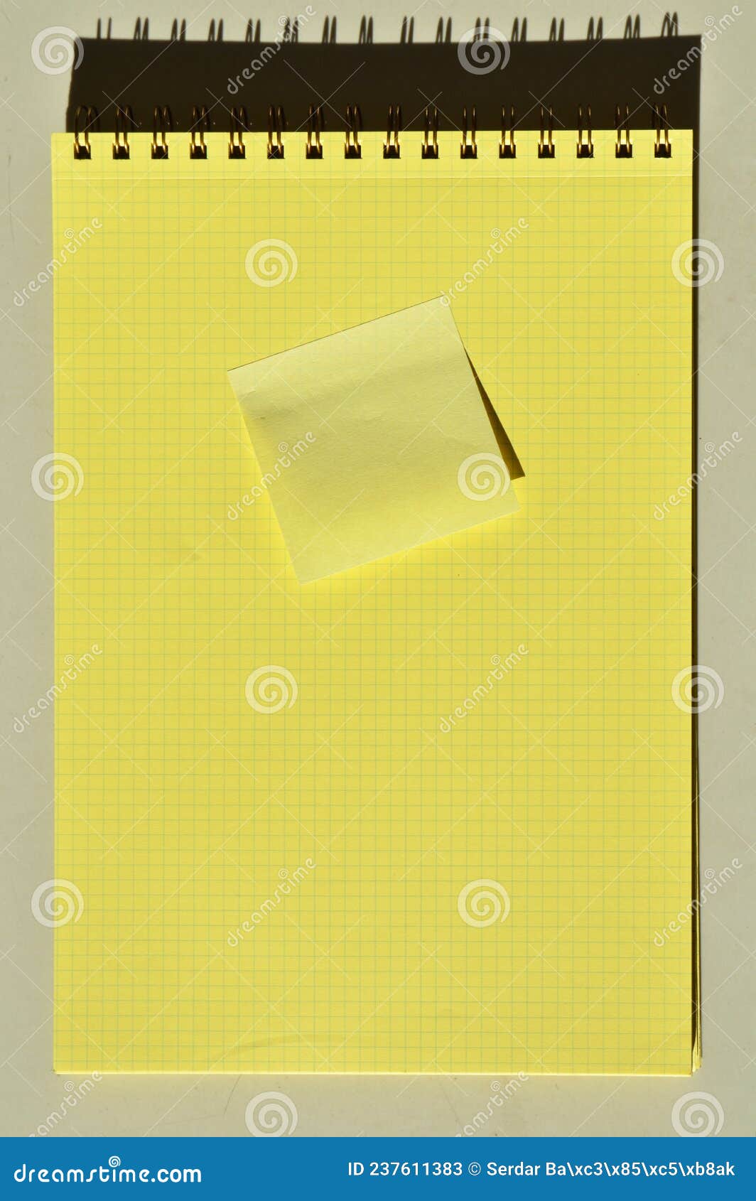 Wire Spiral Notebook Yellow Checkered Lined Paper and Yellow Sticky