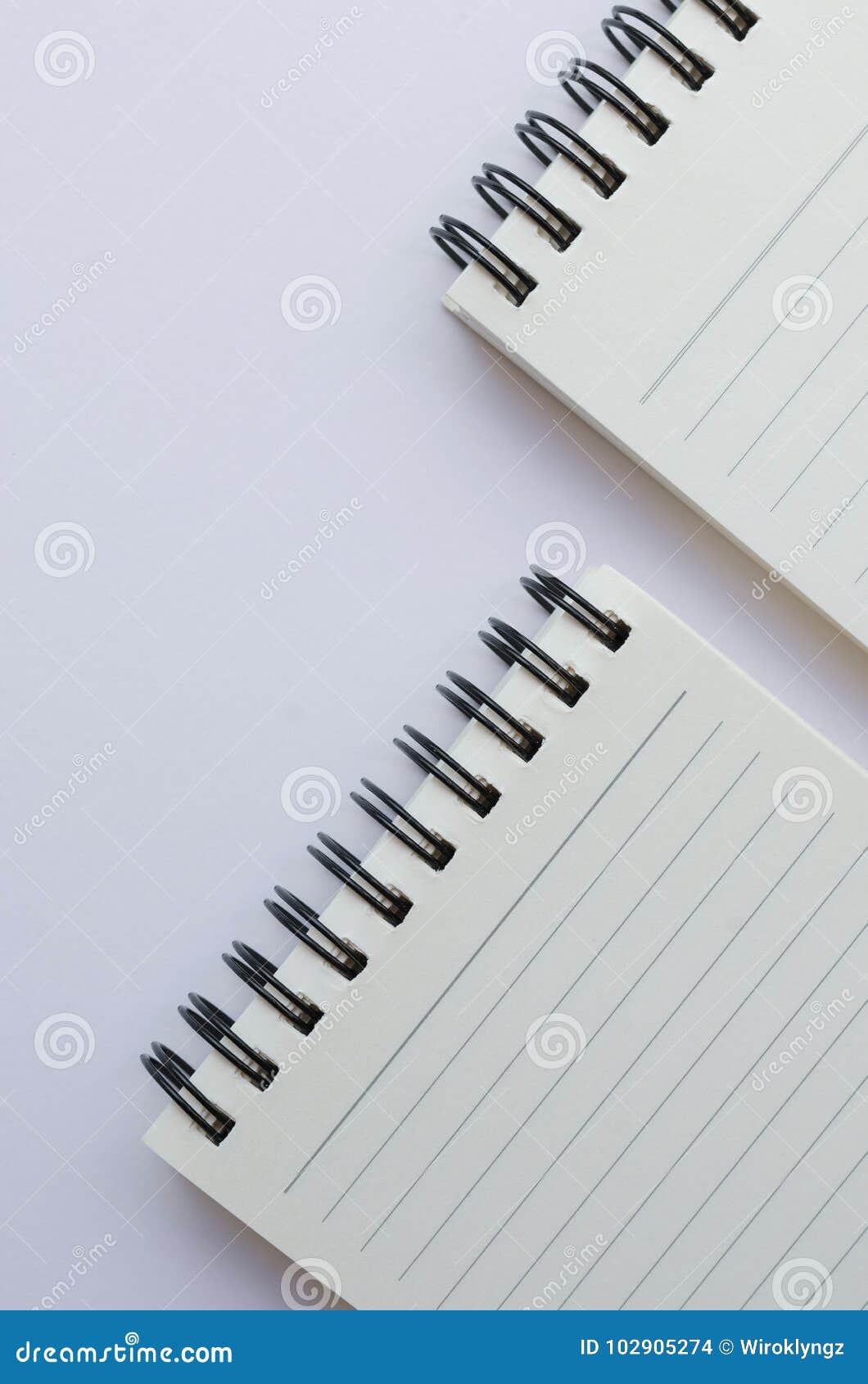 Wirebound Notebook Open with Lined Paper. Stock Photo Image of note
