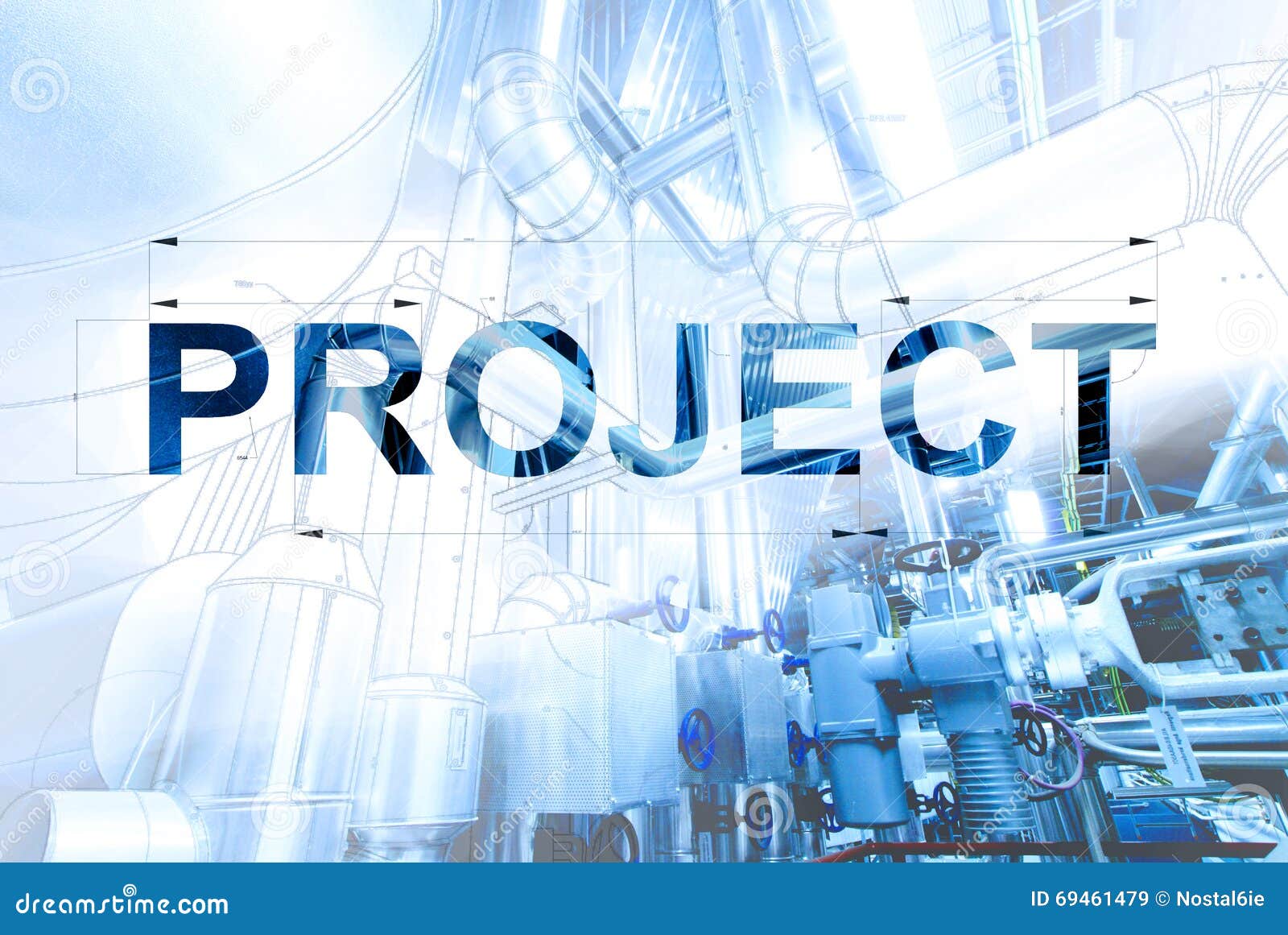 Wireframe Computer Cad Design Of Pipelines For Modern Industrial Stock