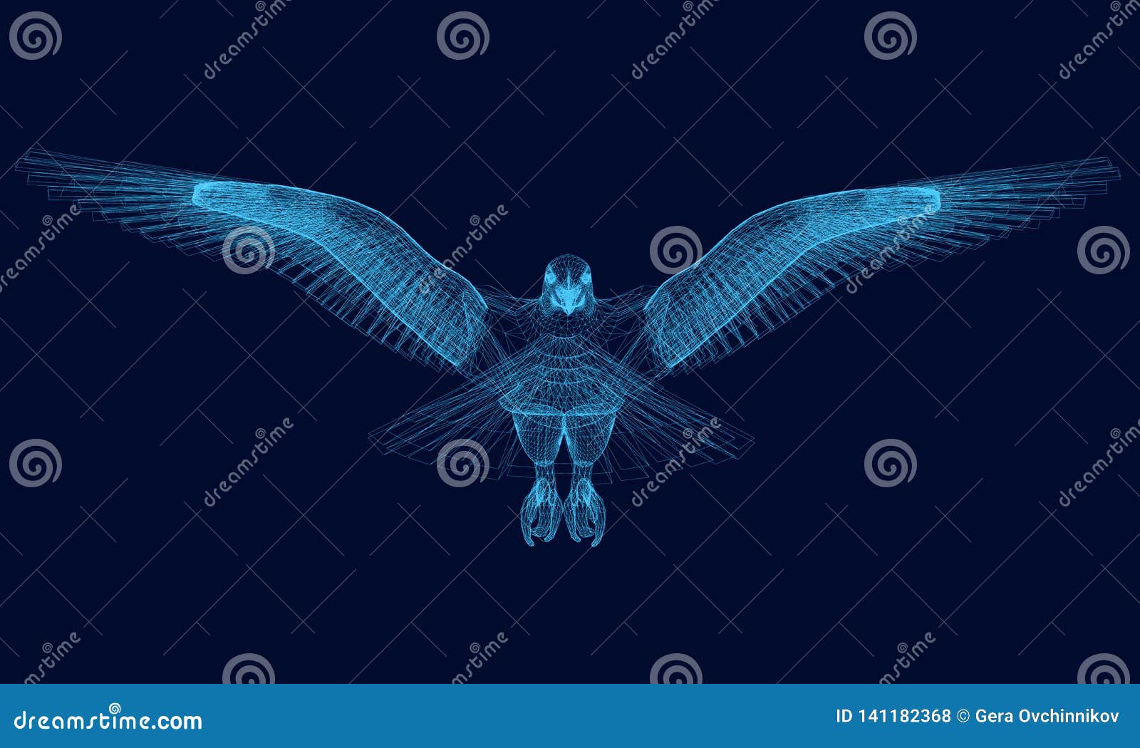 Download Wireframe Of An Eagle Has Spread Its Wings. 3D. Polygonal ...