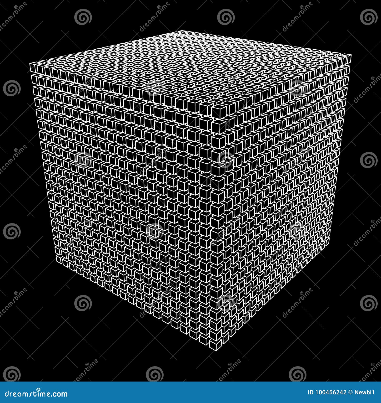 Wireframe Mesh Cube. stock vector. Illustration of particle - 100456242