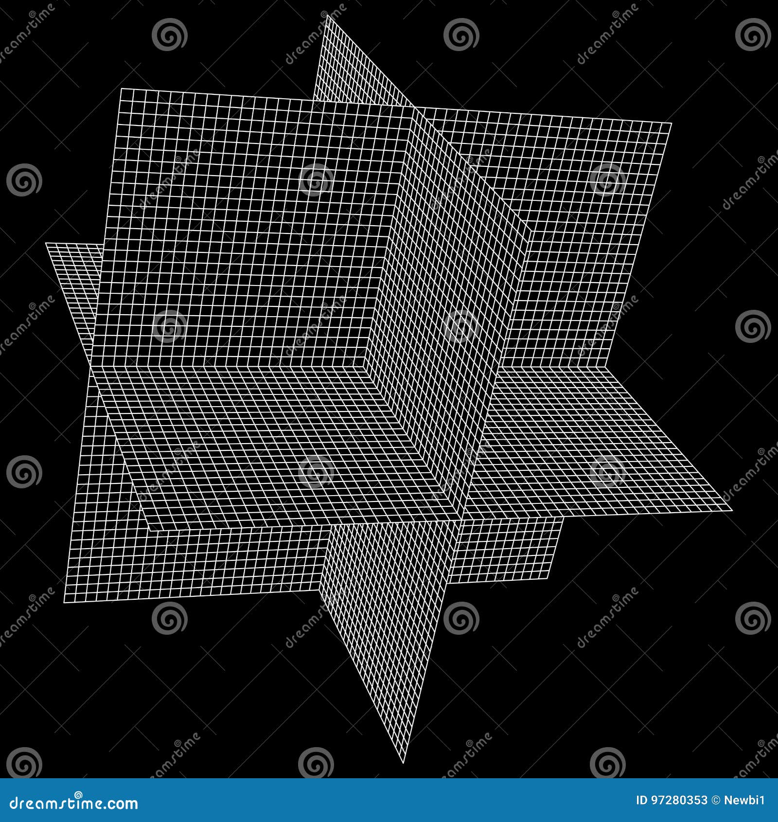 Wireframe Mesh Plane Axis stock vector. Illustration of graphic - 97280353