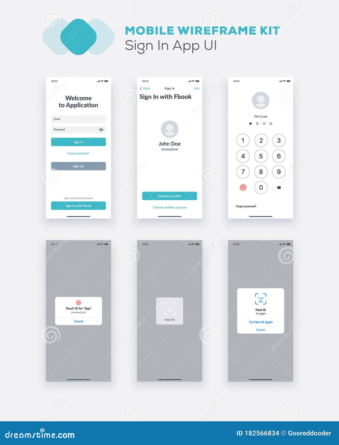 Wireframe UI Kit for Smartphone. Mobile App UX Design. New OS Sign in ...