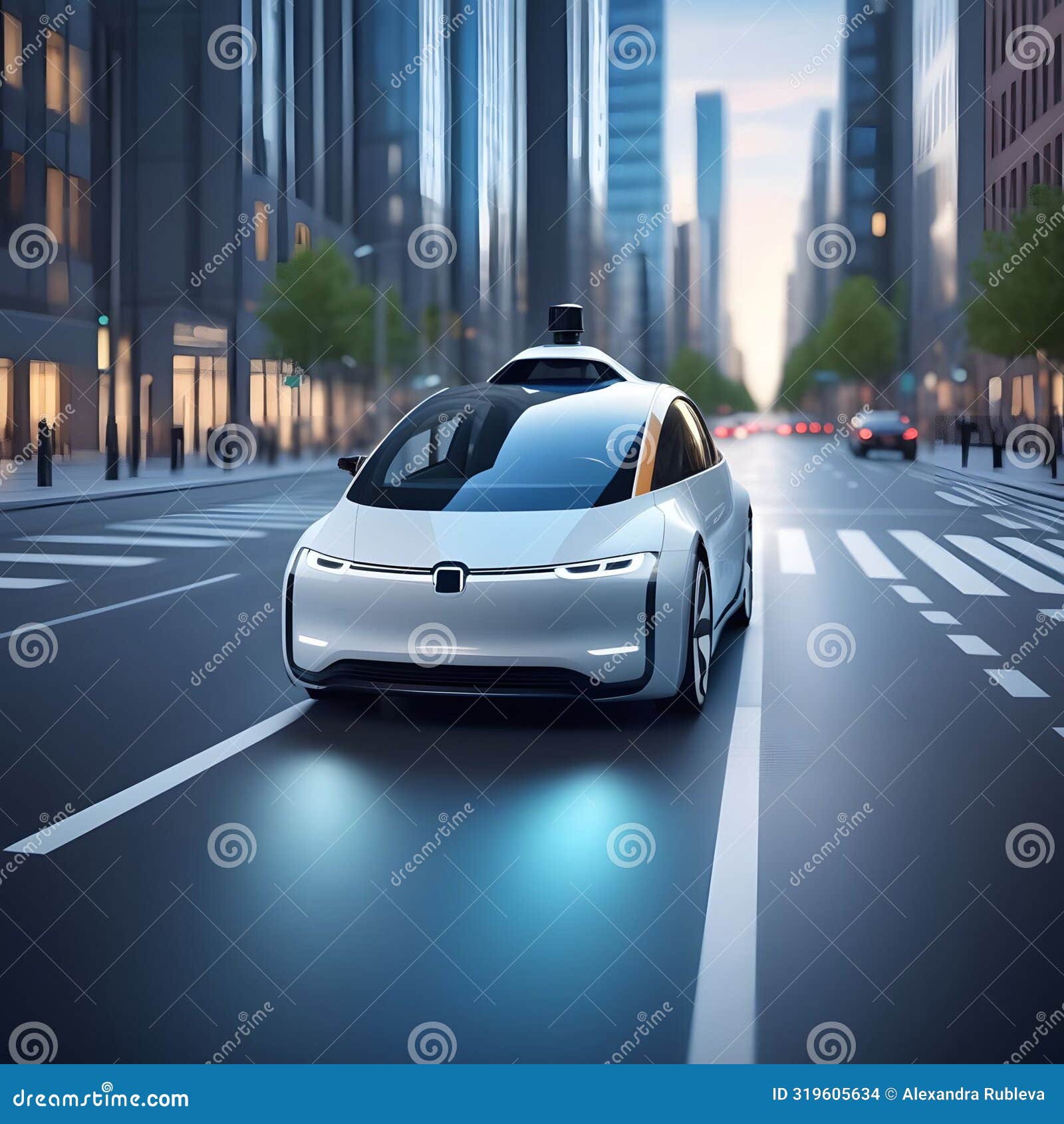 Wireless Car Charging while Driving. Electric Car Driving on Highway