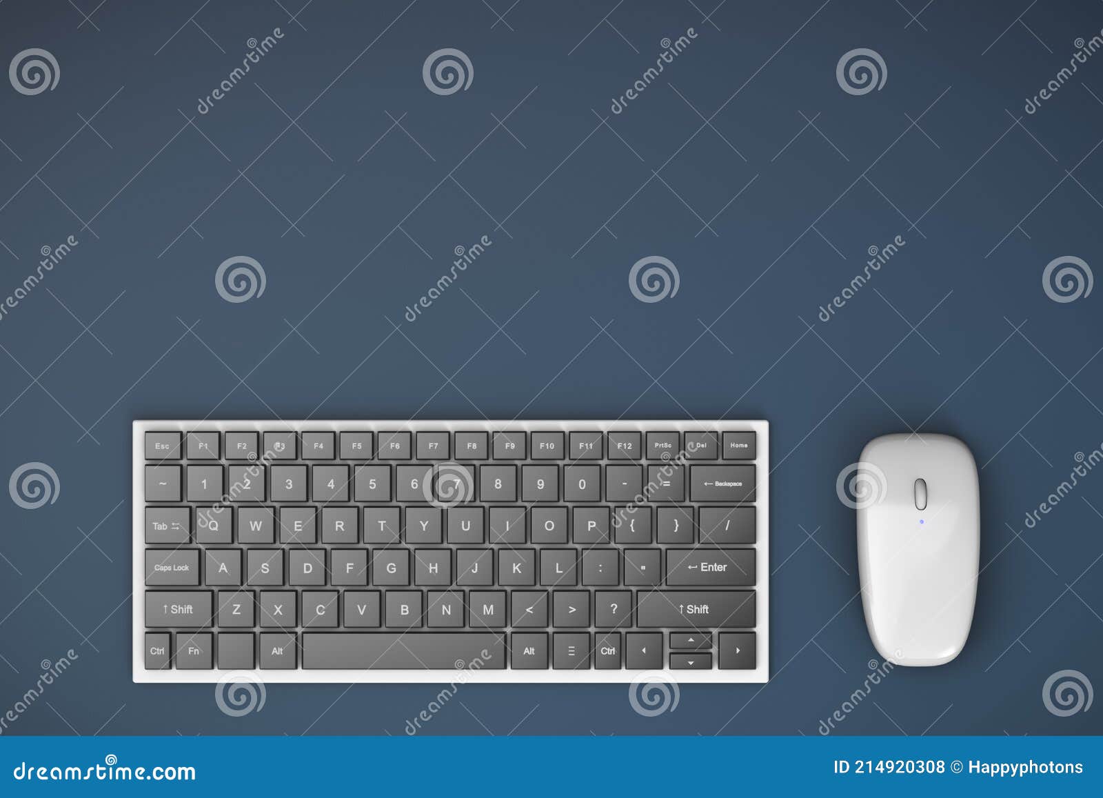 Wireless Computer Keyboard and Mouse on the Table. Top View Stock