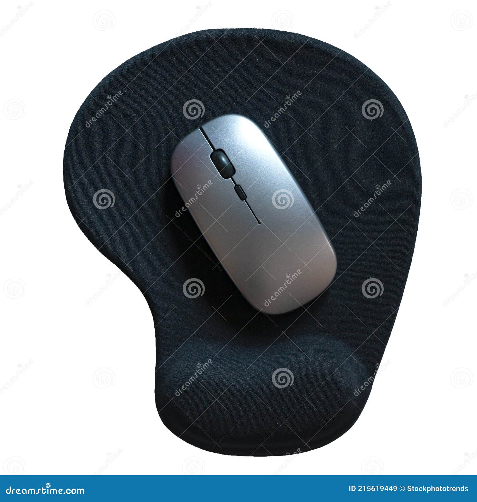 Wireless Computer Mouse with Mouse-pad Isolated on White Background with Clipping Path. Top View, Selective Focus Stock Image - Image of clipping: 215619449