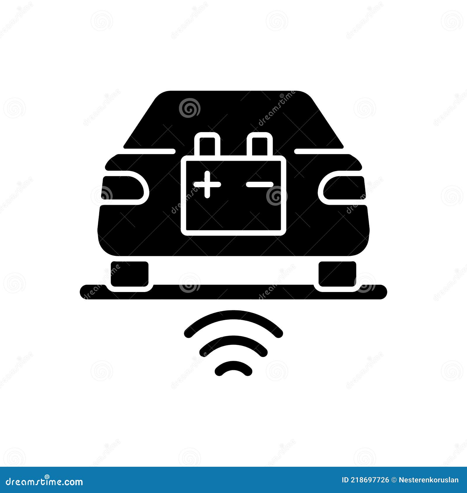 Wireless EV Charging Black Glyph Icon Stock Vector Illustration of power,  hybrid: 218697726