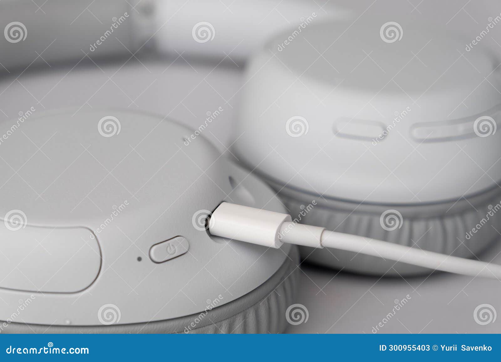 Wireless Headphones Charging with USB Cable Stock Image Image of