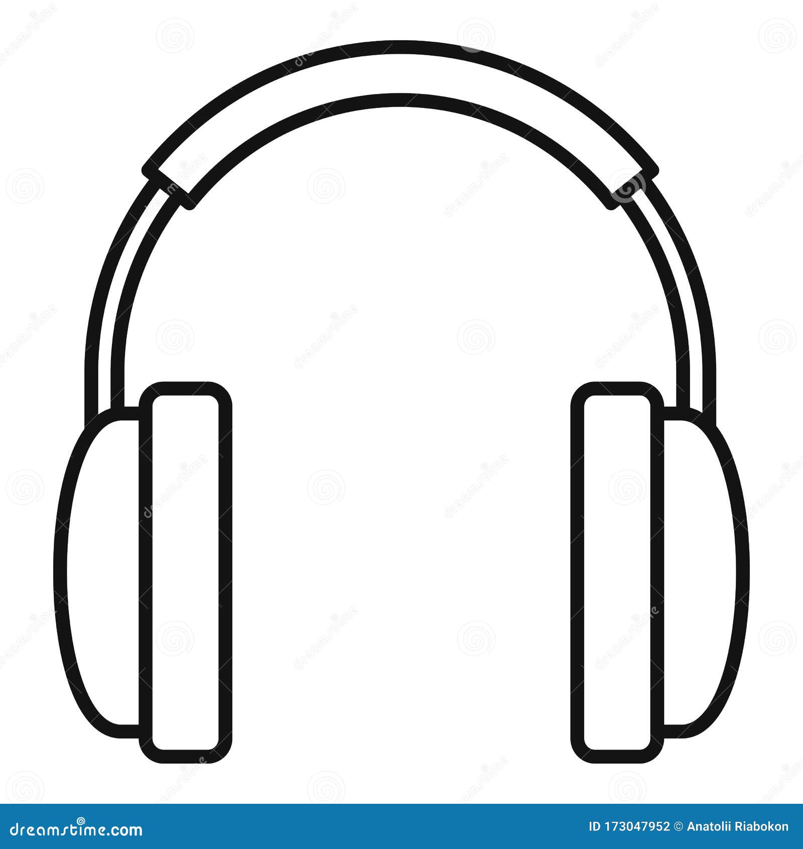 Wireless Headphones Icon, Outline Style Stock Vector Illustration of head, headset 173047952