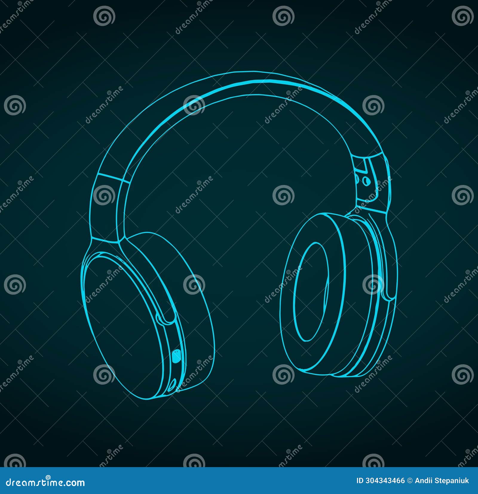 Wireless Headphones Isometric Drawing Stock Illustration Illustration