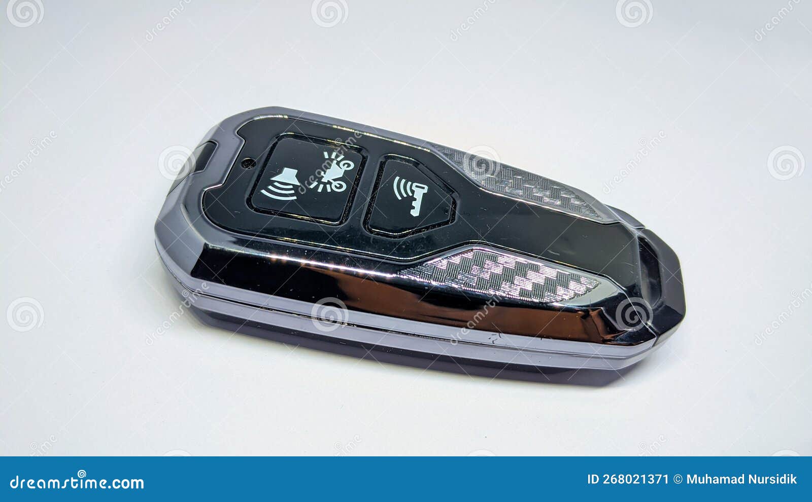 Wireless Motorcycle Smart Key on White Background. Keyless Remote Key