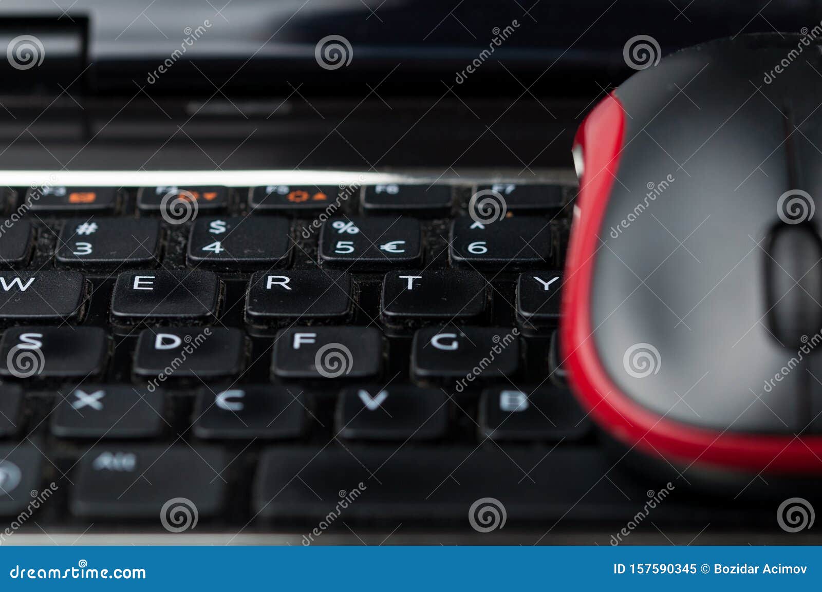 Wireless Mouse On Keyboard Laptop On Desk Stock Image Image Of