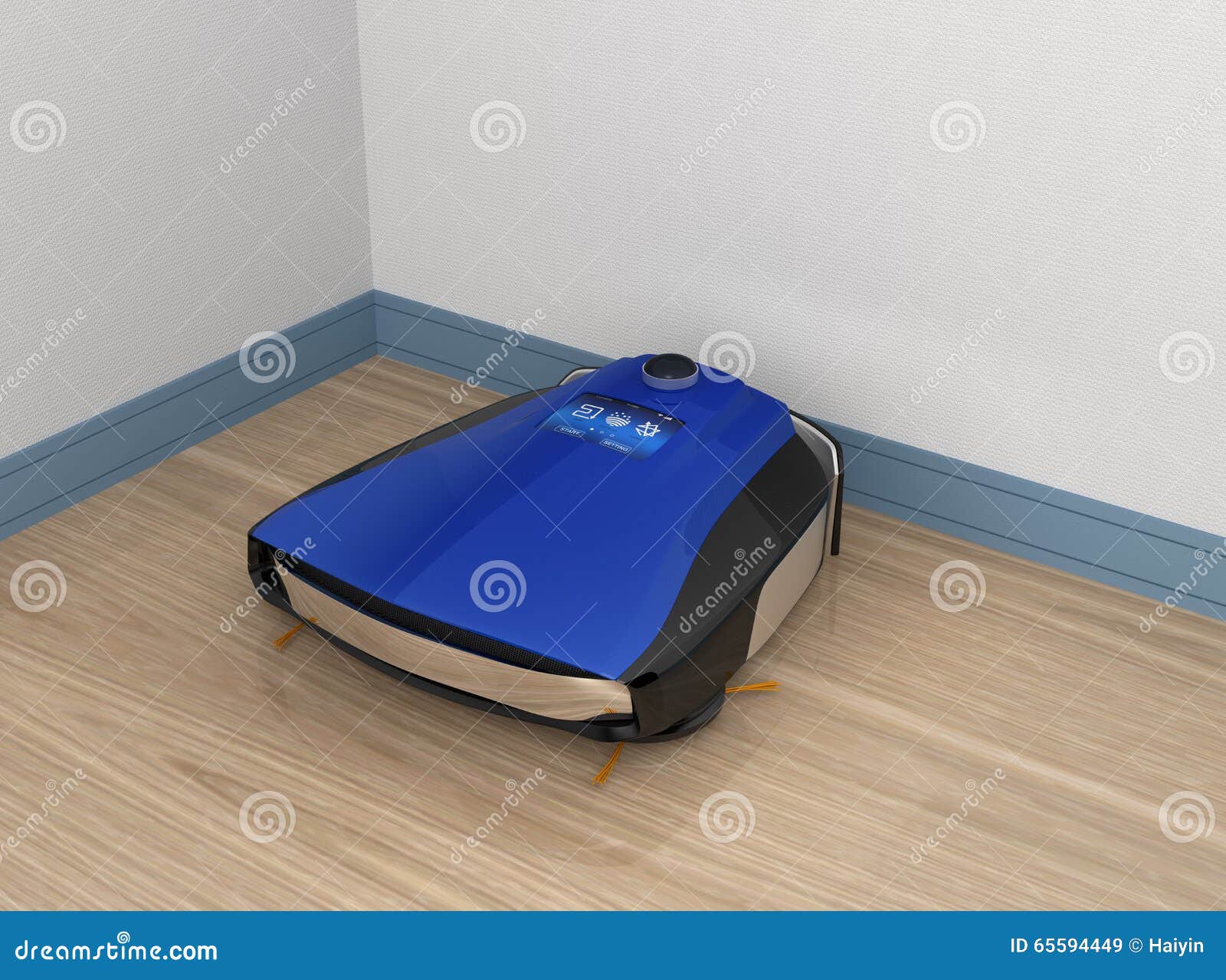 Wireless Robotic Vacuum Cleaner Charging in Docking Station Stock