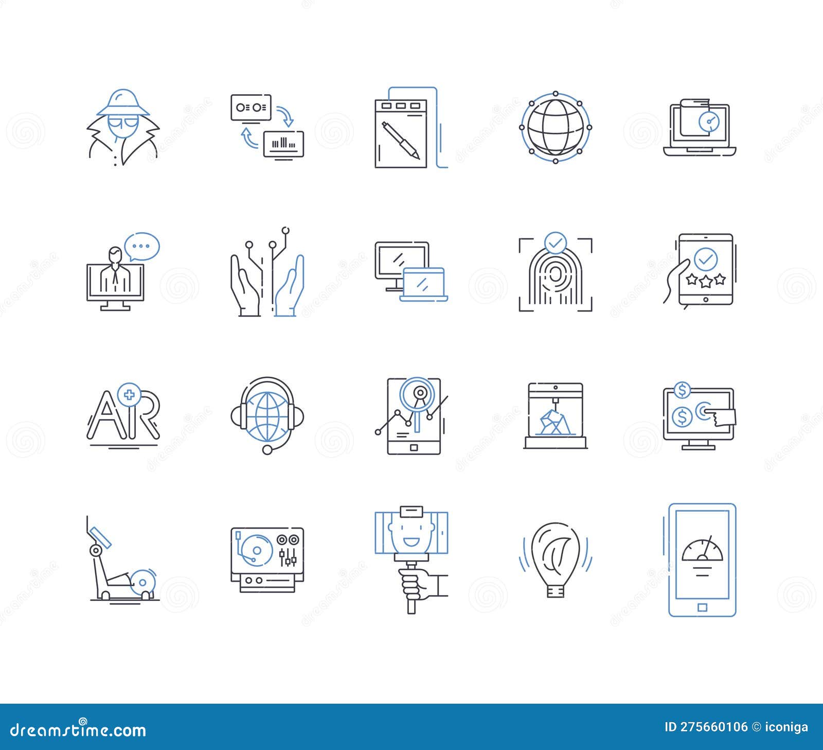 wireless tech line icons collection. bluetooth, wi-fi, nfc, infrared, g, antenna, router  and linear 