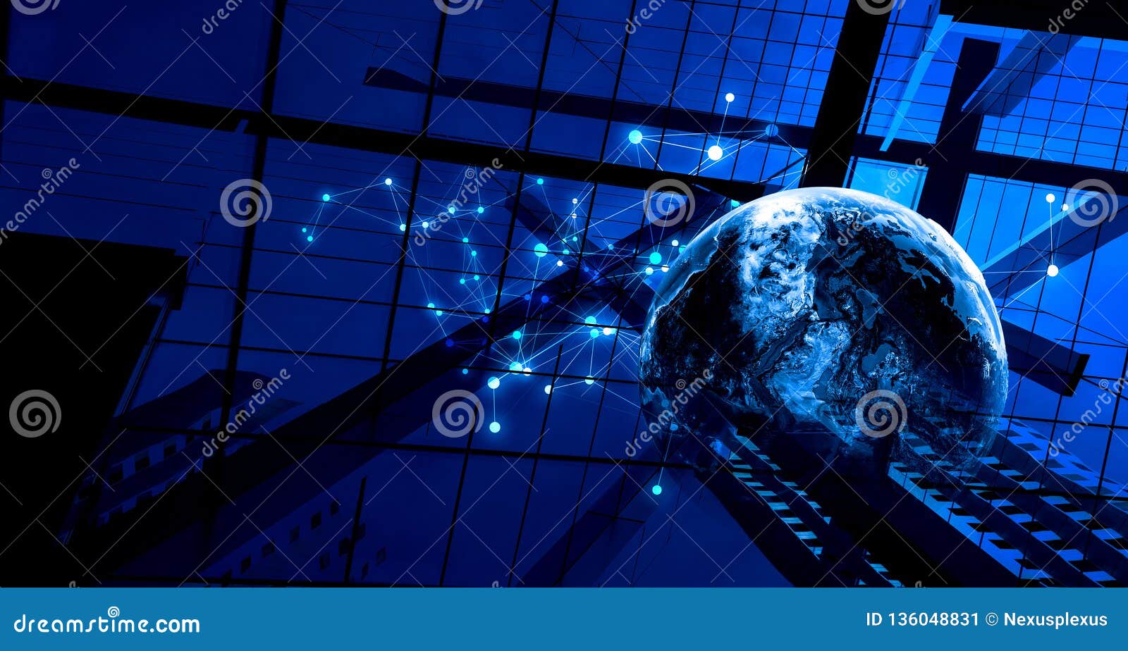Wireless Technologies and Business City. Mixed Media Stock Image