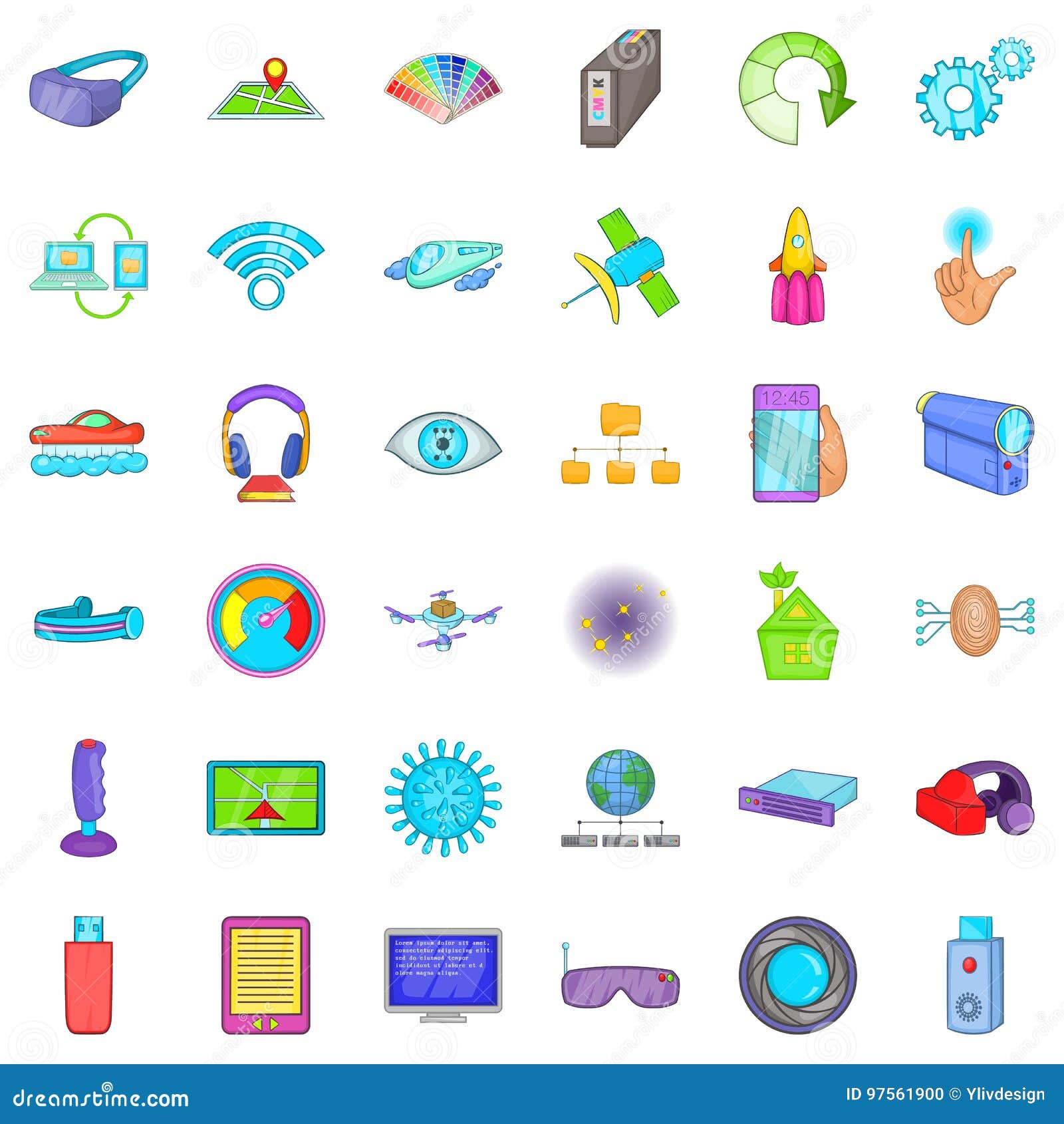 Wireless Technology Icons Set, Cartoon Style Stock Vector ...