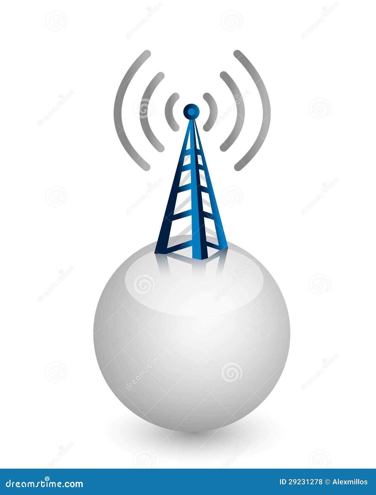 Wireless Tower With Radio Waves Stock Illustration Illustration of