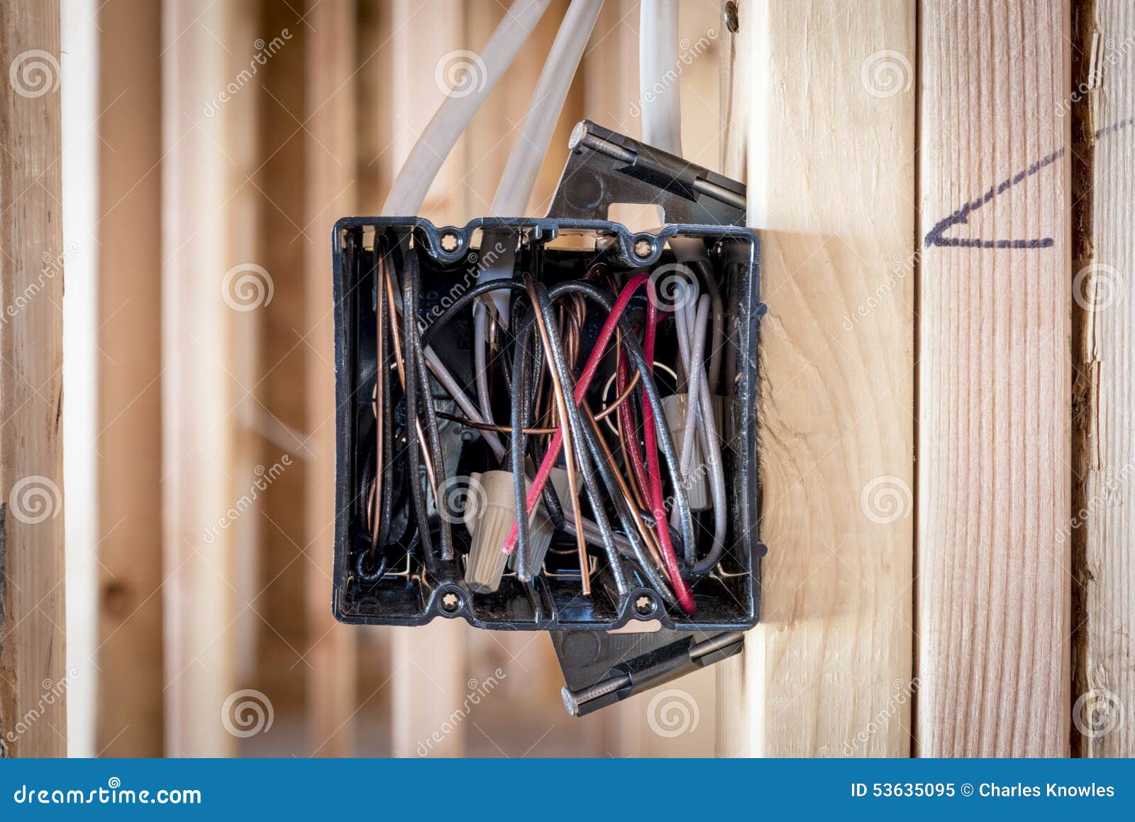 Wires Exposed in an Electrical Box Stock Image Image of wiring