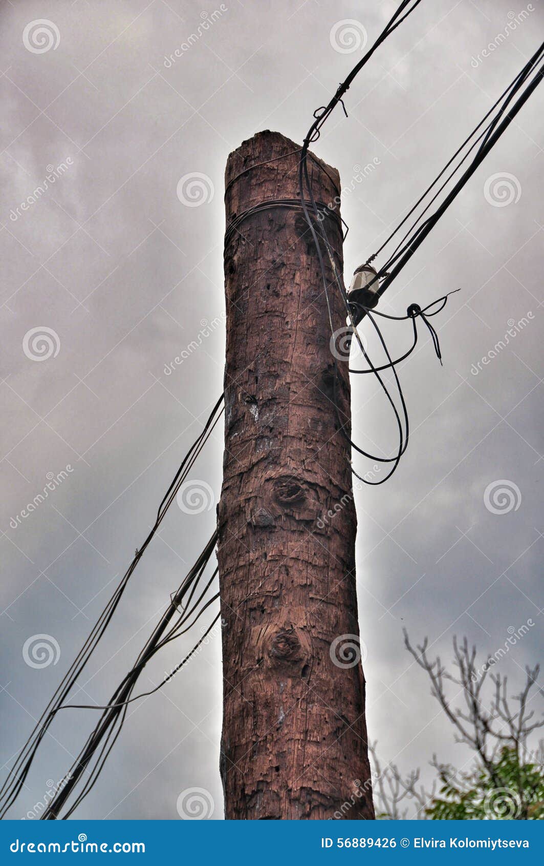 Wires and Telephone Pole stock photo. Image of background 56889426