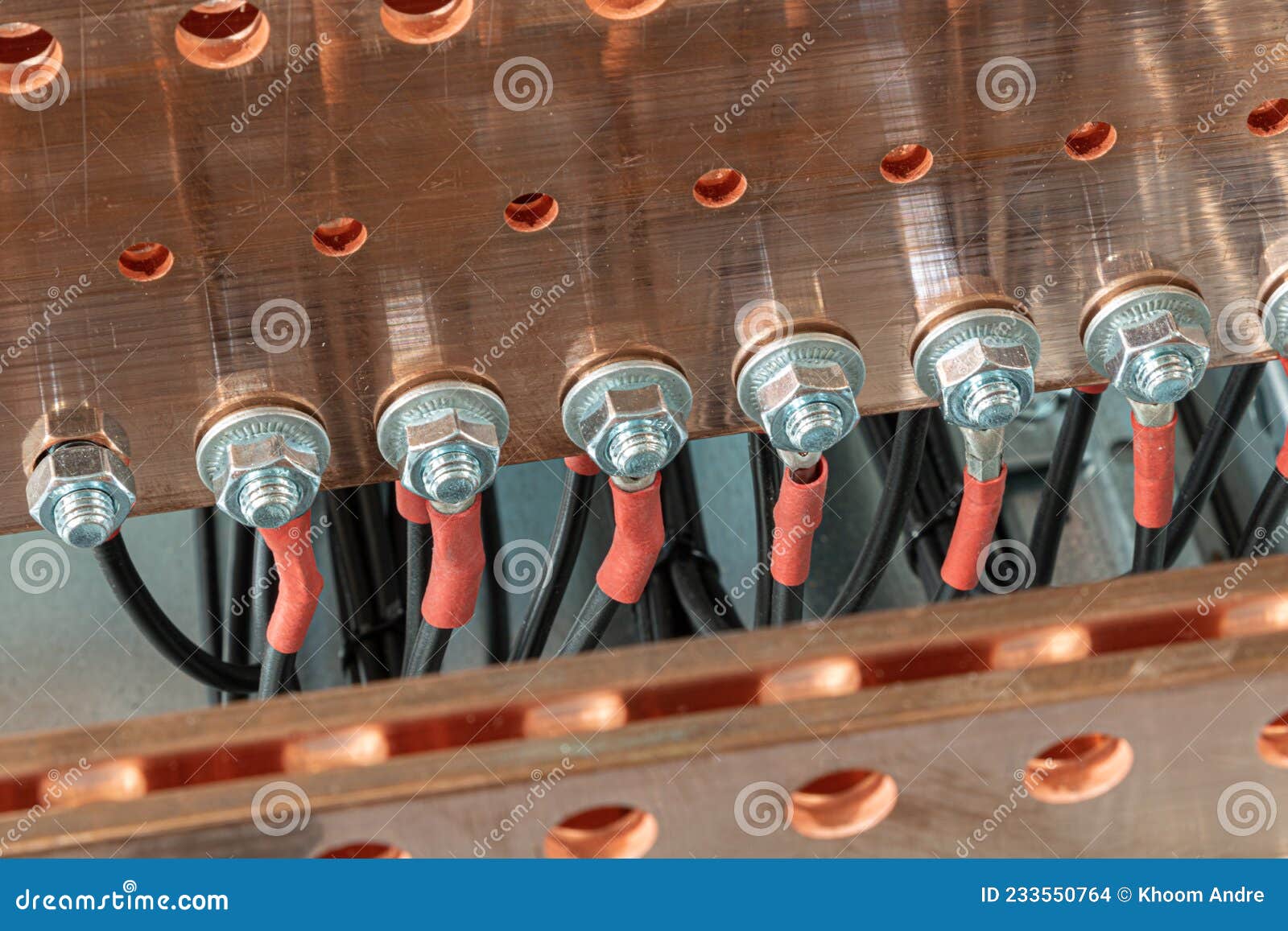 Wiring of Electrical Wires in Copper Bars Stock Photo Image of object