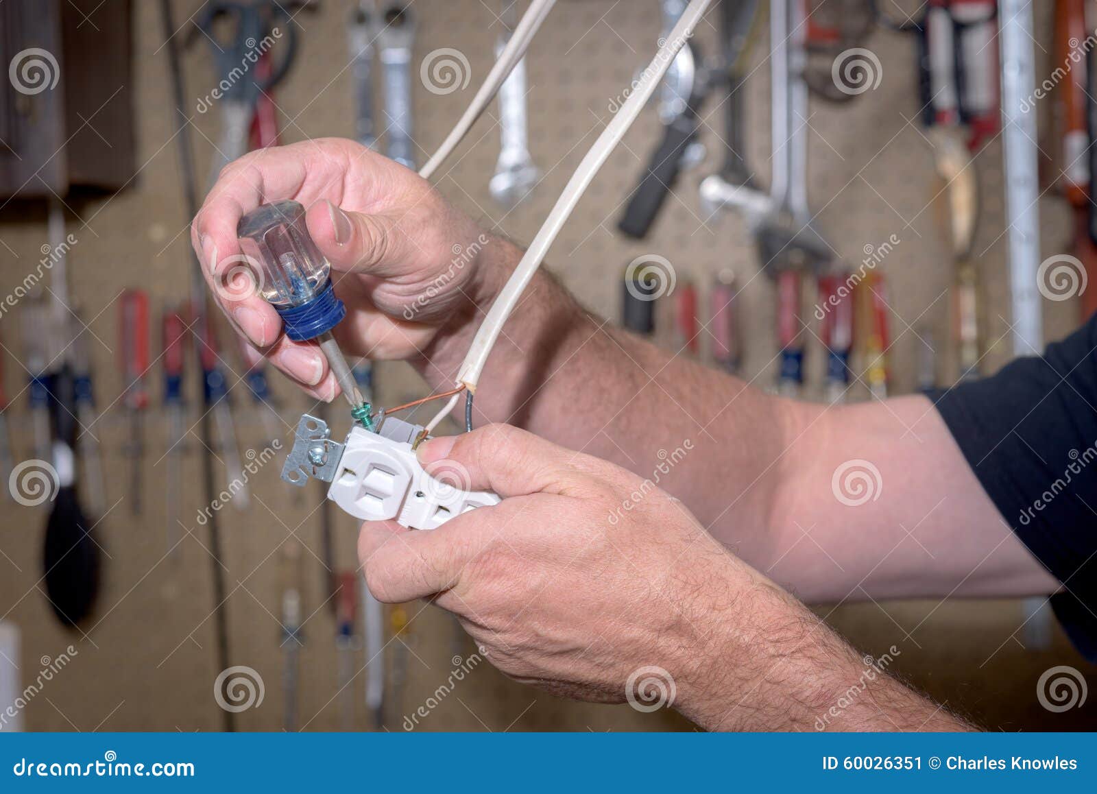 Wiring a Ground Wire To Outlet Stock Image Image of examine, plug