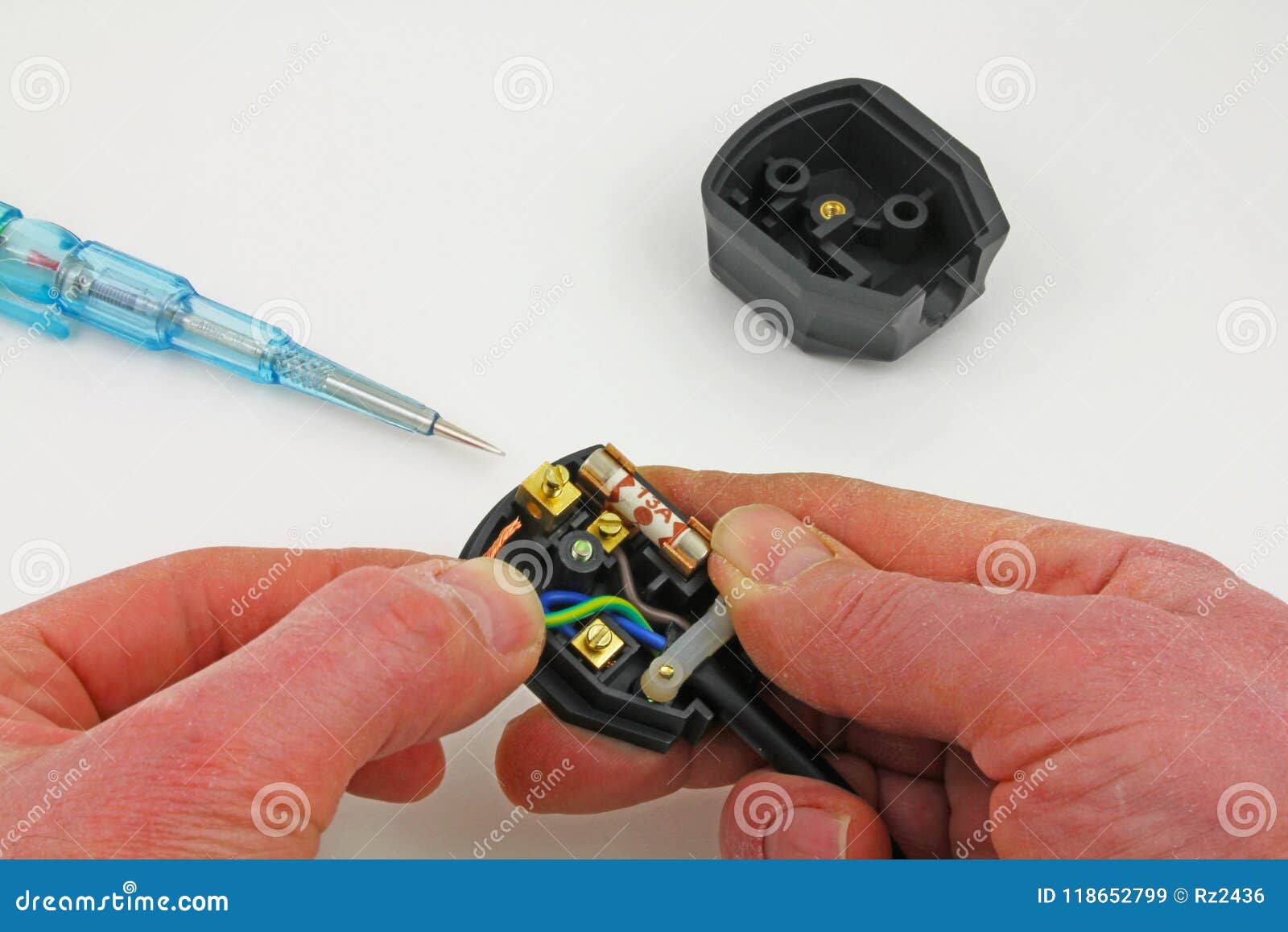 Wiring up a plug stock image. Image of earth, danger 118652799
