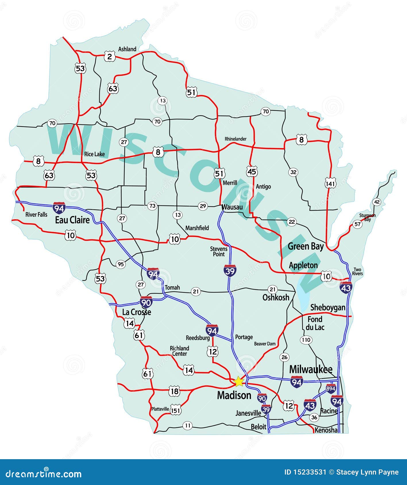 Wisconsinusa Map Stock Photography 7216646