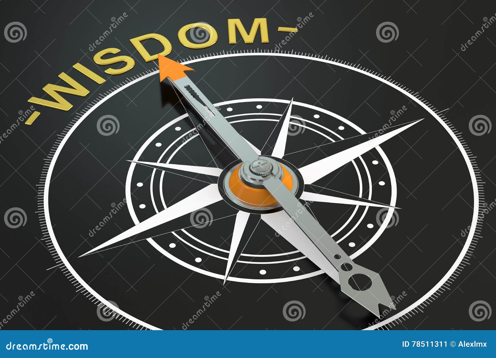 Wisdom compass concept, 3D stock illustration. Illustration of