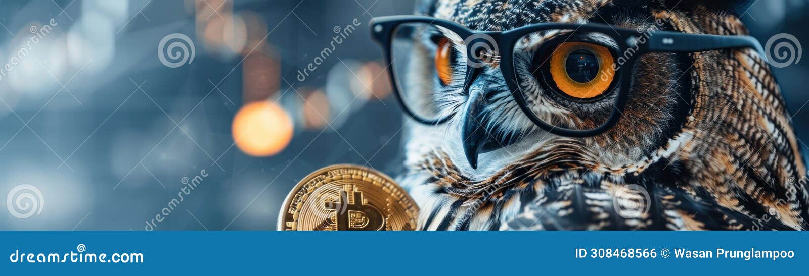 A Wise Owl with Glasses Perusing Bitcoin Data Symbolizing Knowledge in  Cryptocurrency Investments Stock Photo - Image of deciphering, examining:  308468566