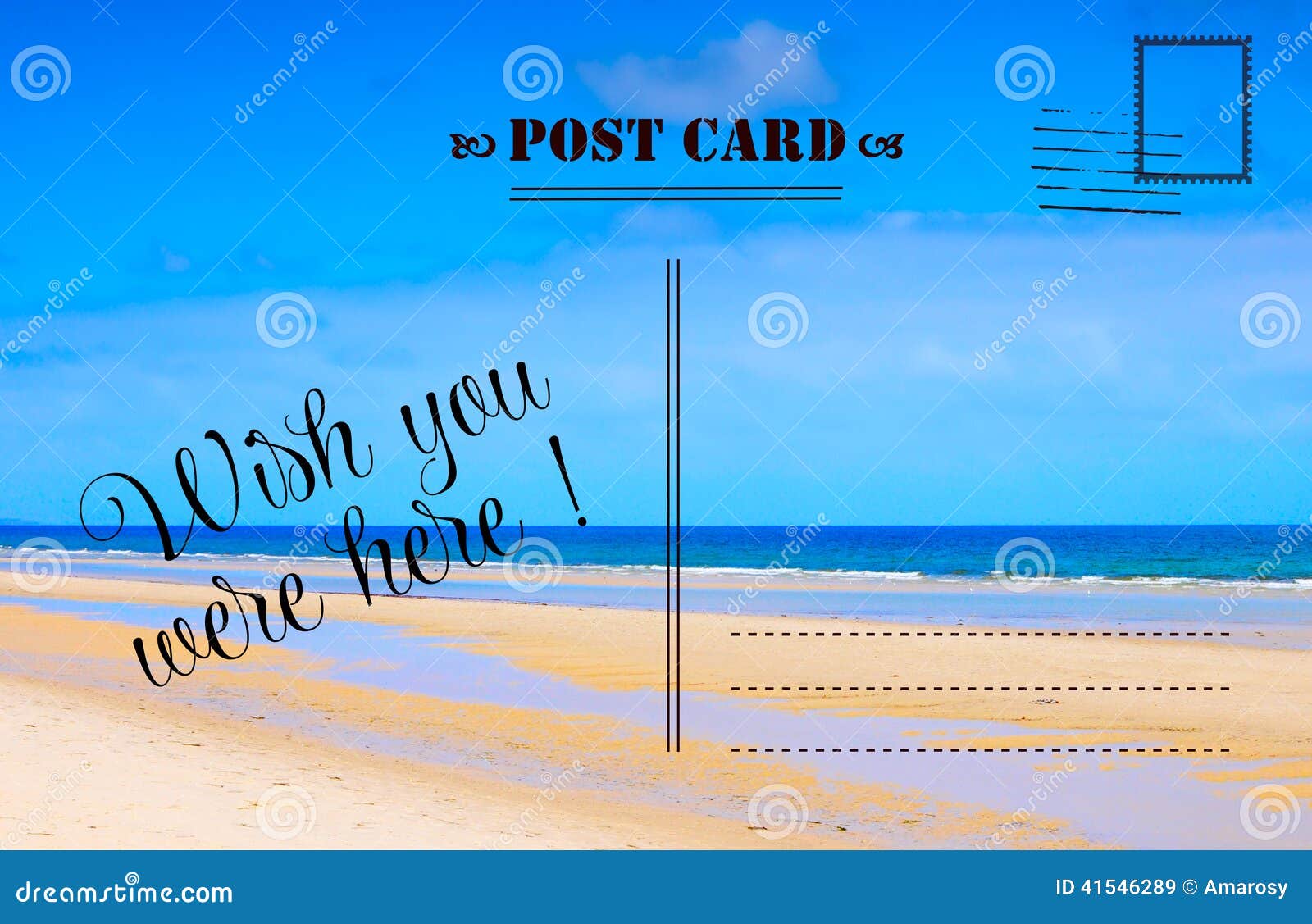 wish you were here summer vacation postcard