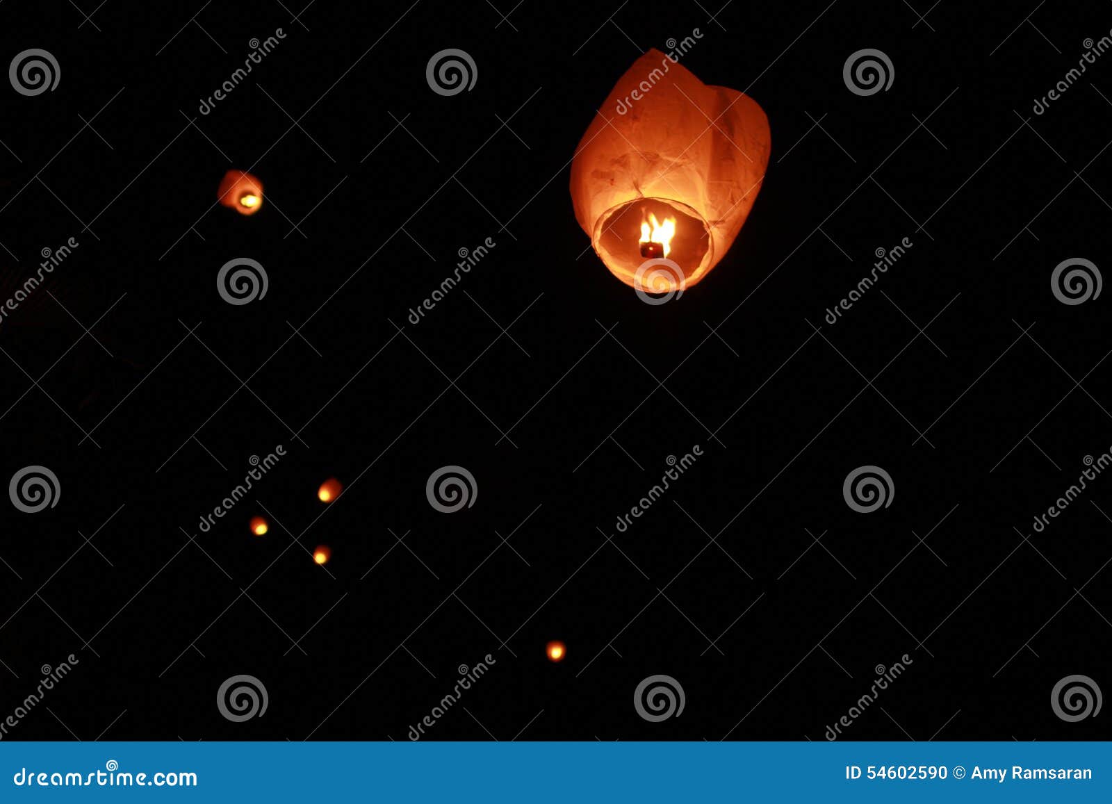 Wishing Lanterns Flying at Night Stock Photo Image of flying, lights