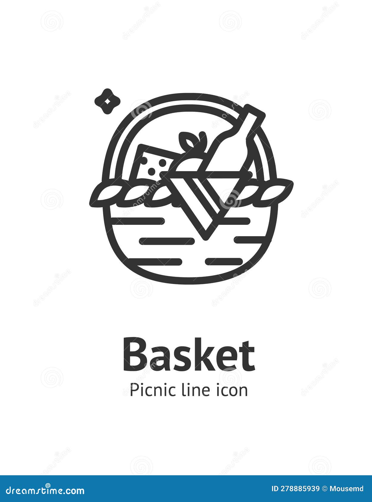 wisker basket for picnic sign thin line icon emblem concept. 