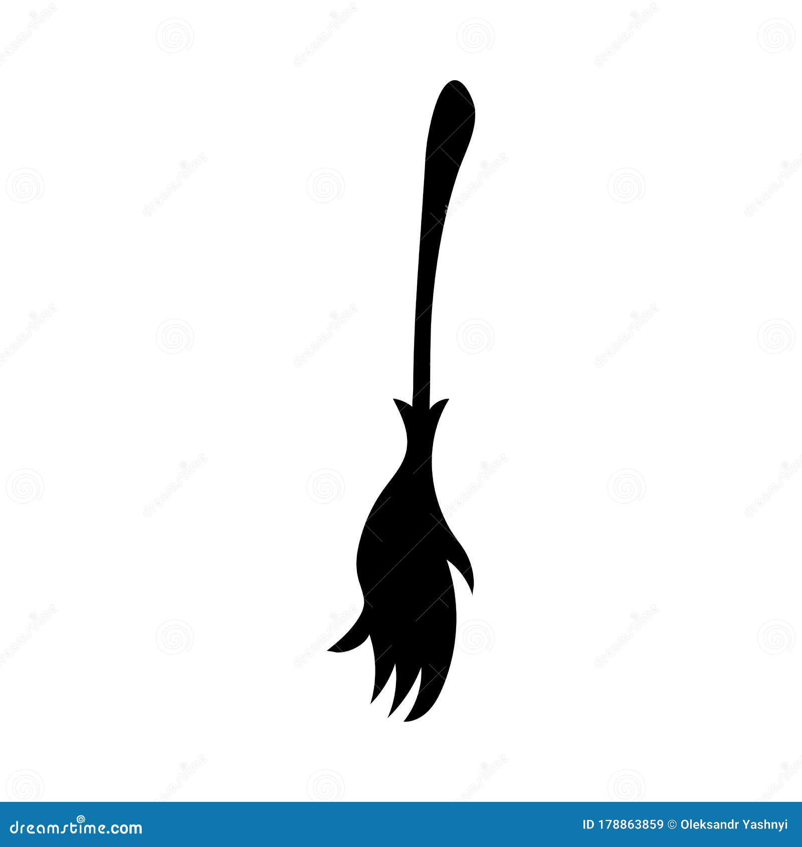 Witch Brooms Isolated on White Background. Halloween Decorative Element