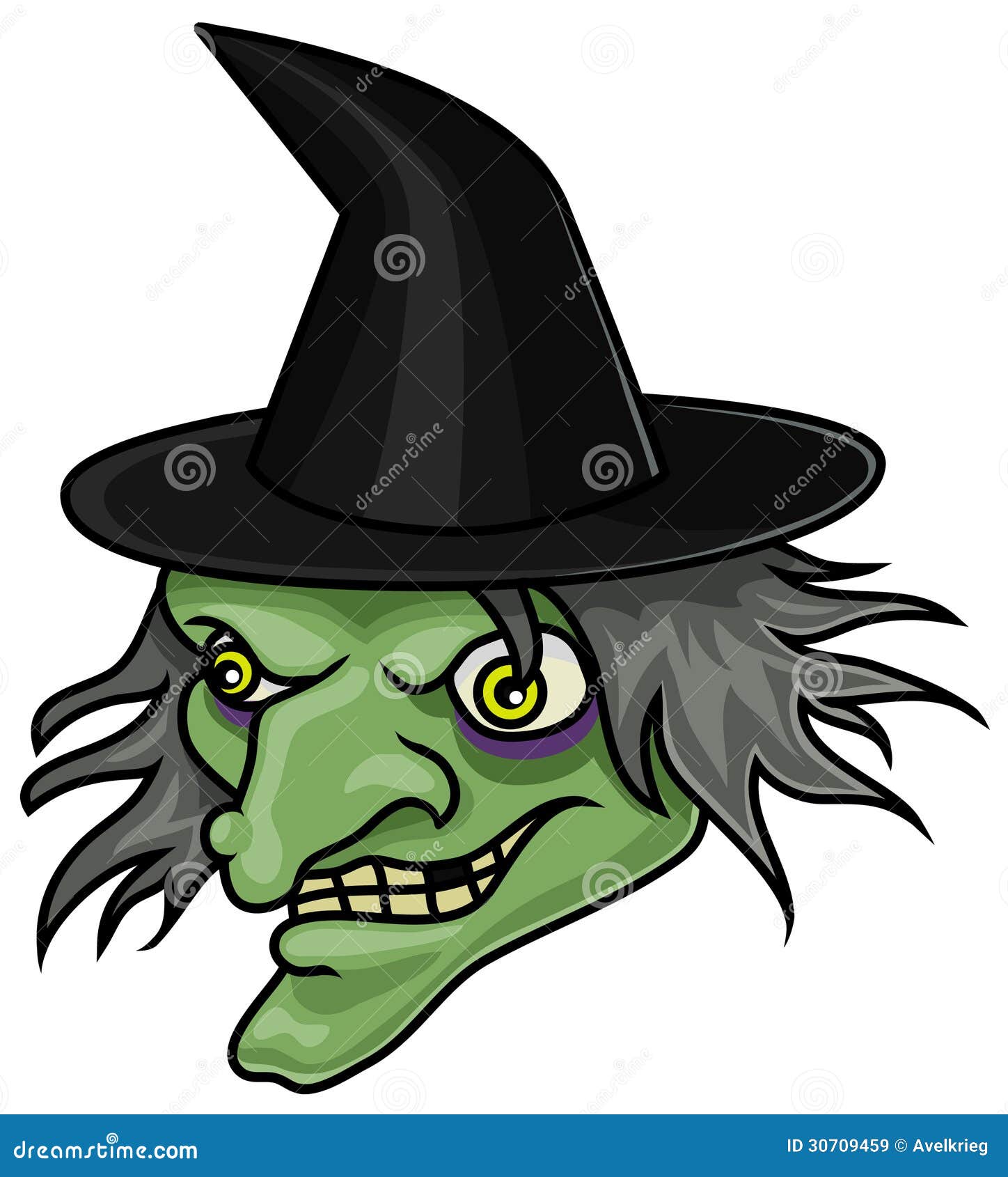 Witch Face Creepy Halloween Clipart