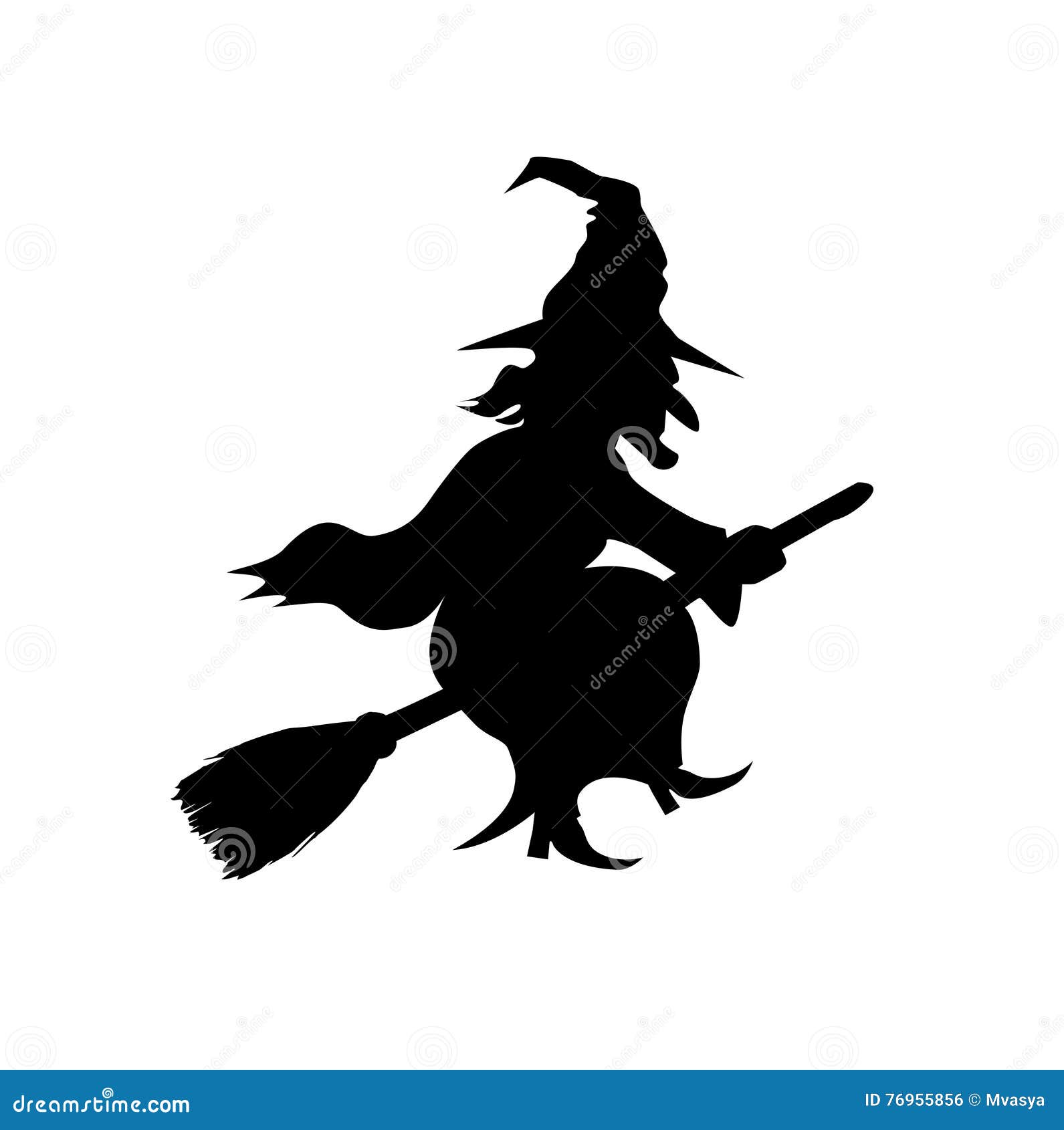 Witch Flying on Broomstick Vector Template Stock Vector Illustration Witch Flying on Broomstick Vector Template Stock Vector Illustration