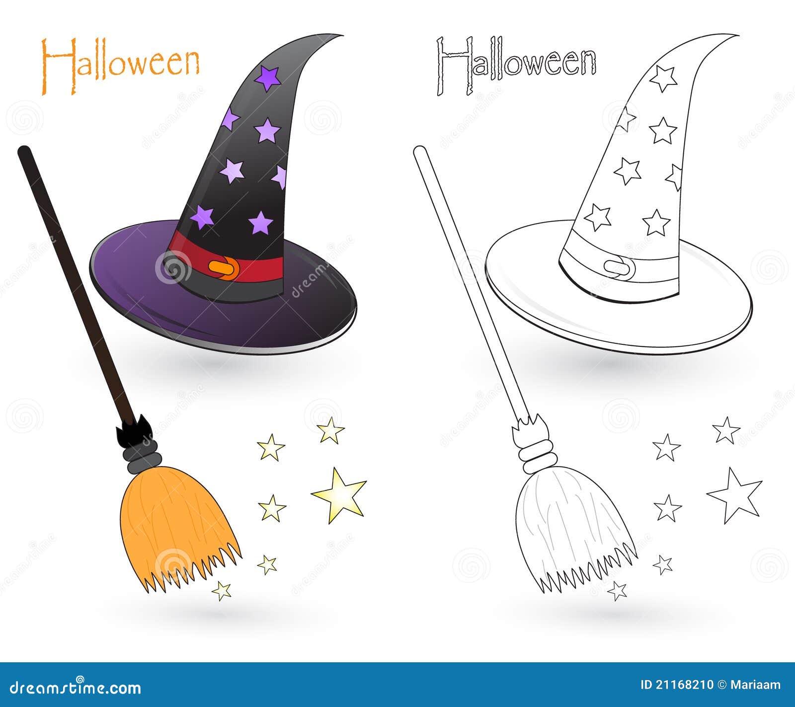 Witch hat and broom