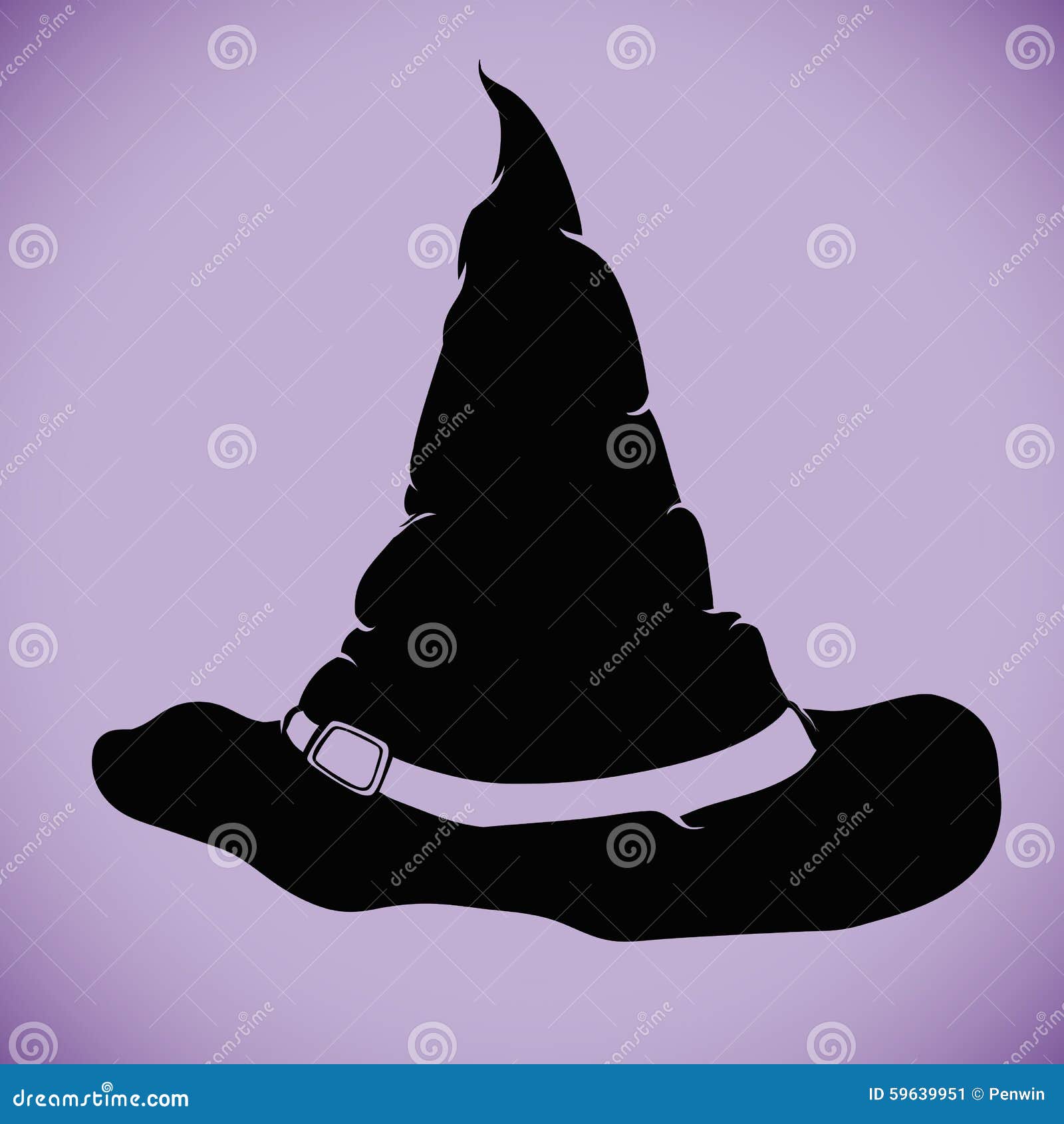 Download Witch Hat Silhouette On Purple Background Stock Vector ...