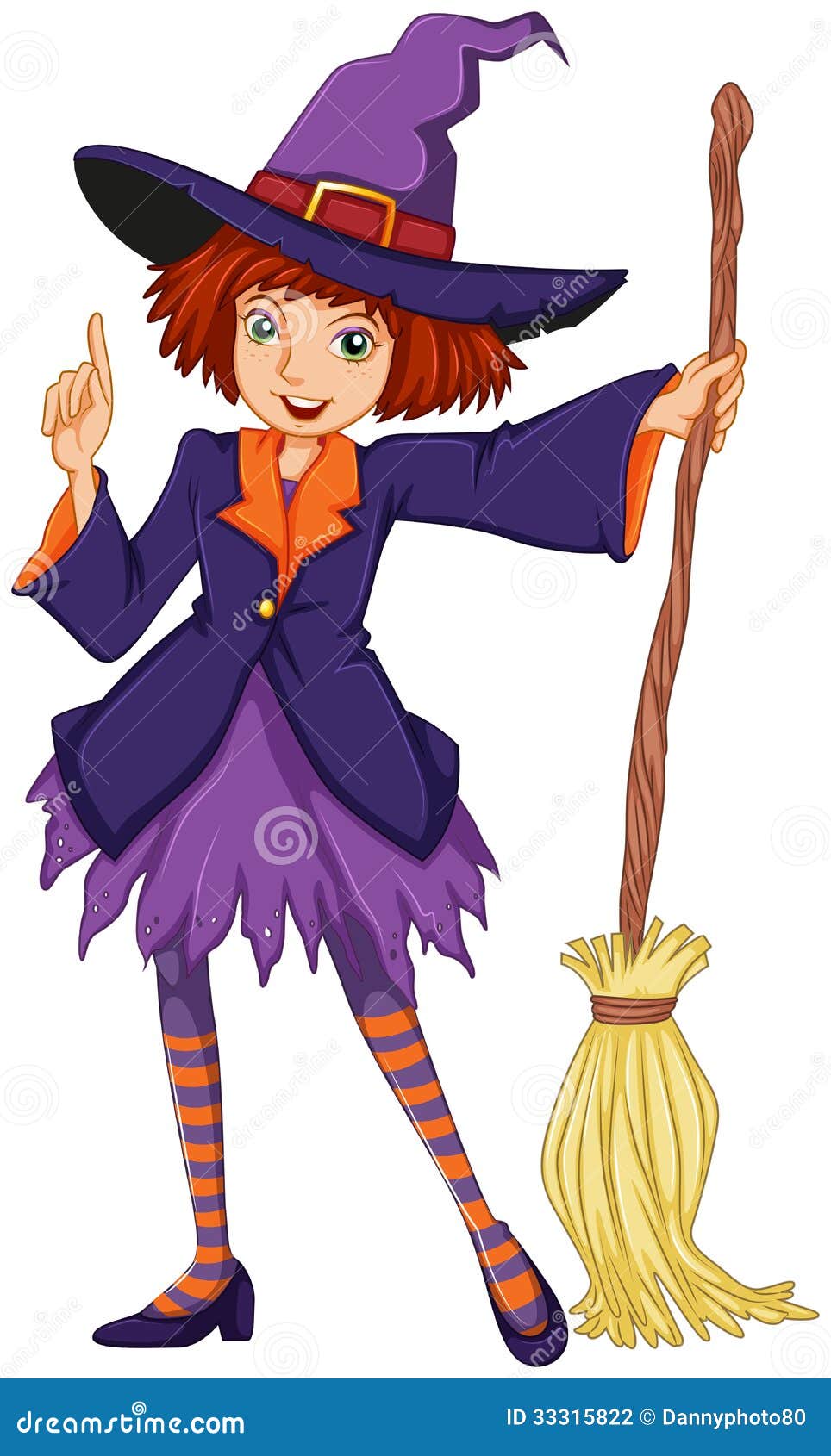 A witch holding a broom stock illustration. Illustration of potion ...