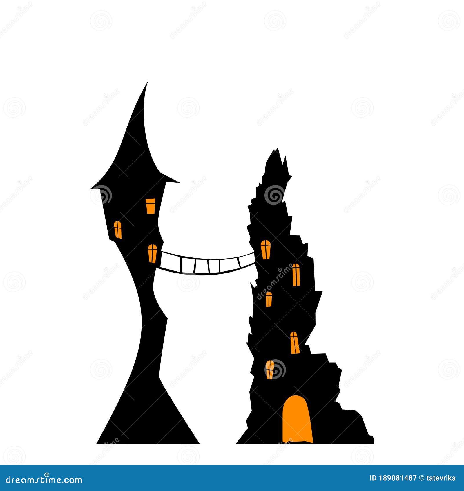Witch House. One of the Halloween Symbols Stock Vector Illustration