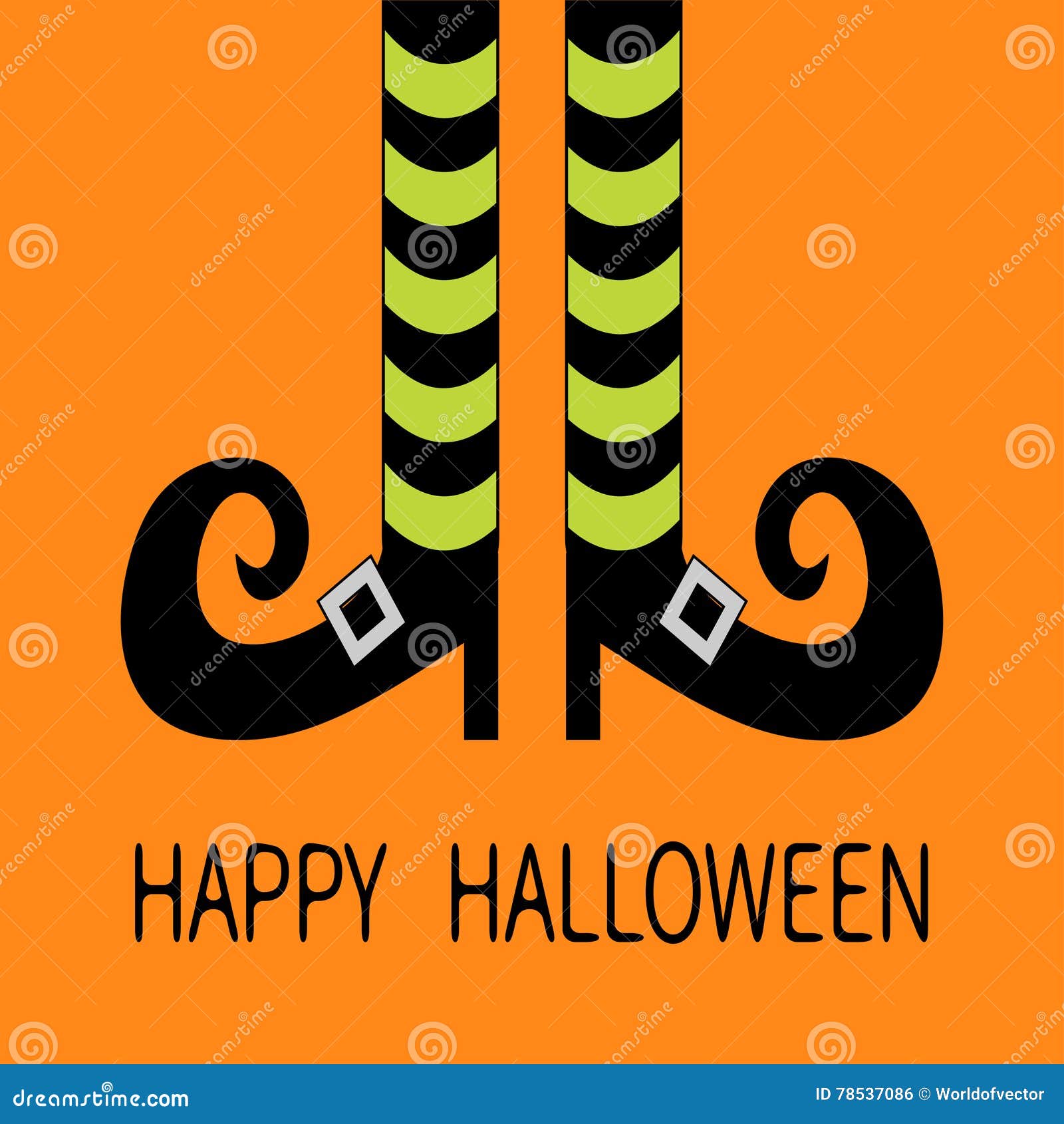 Witch Legs with Striped Socks and Shoes. Happy Halloween. Greeting Card ...