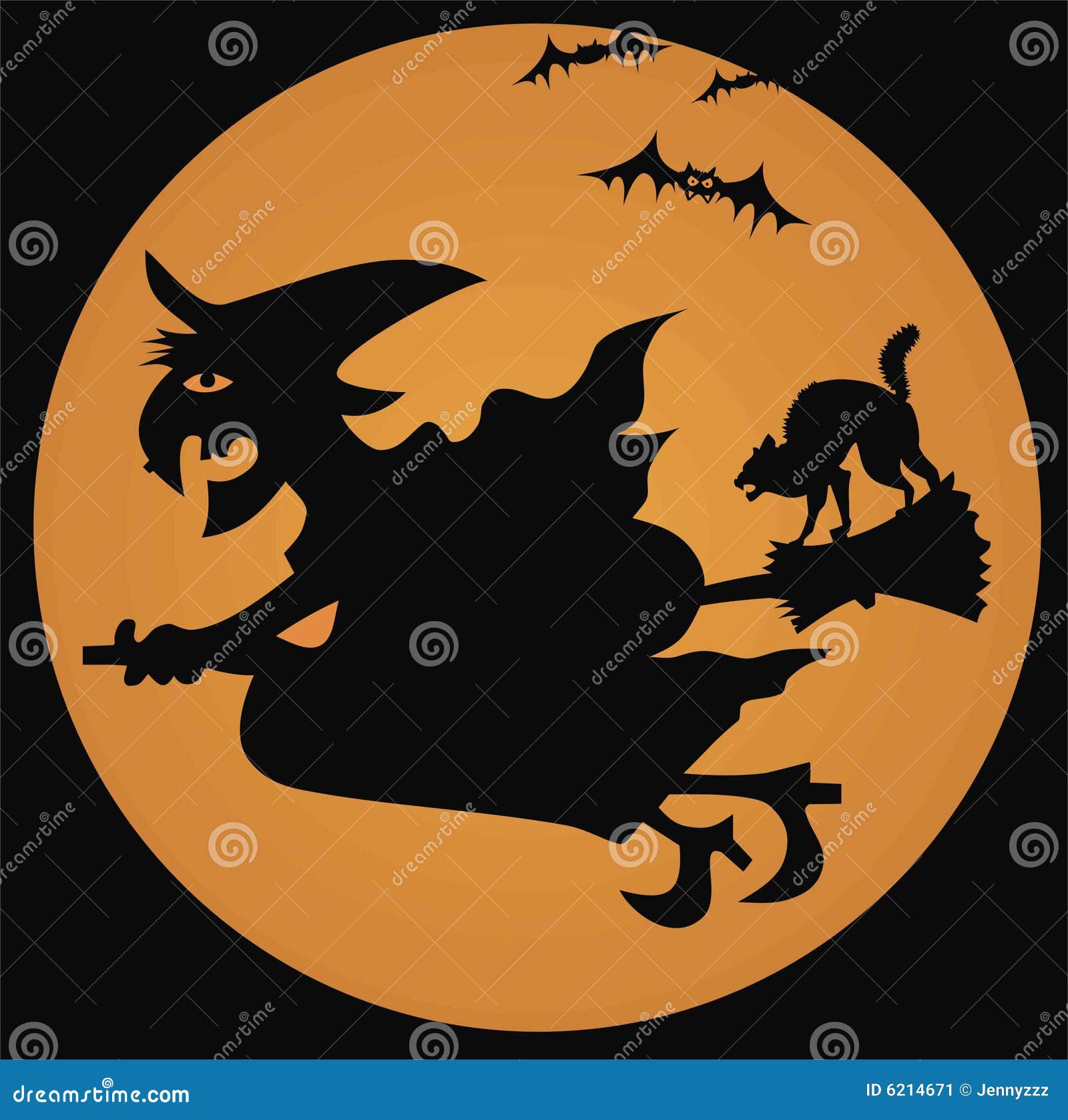 Witch And Moon Stock Vector Illustration Of Nocturnal 6214671