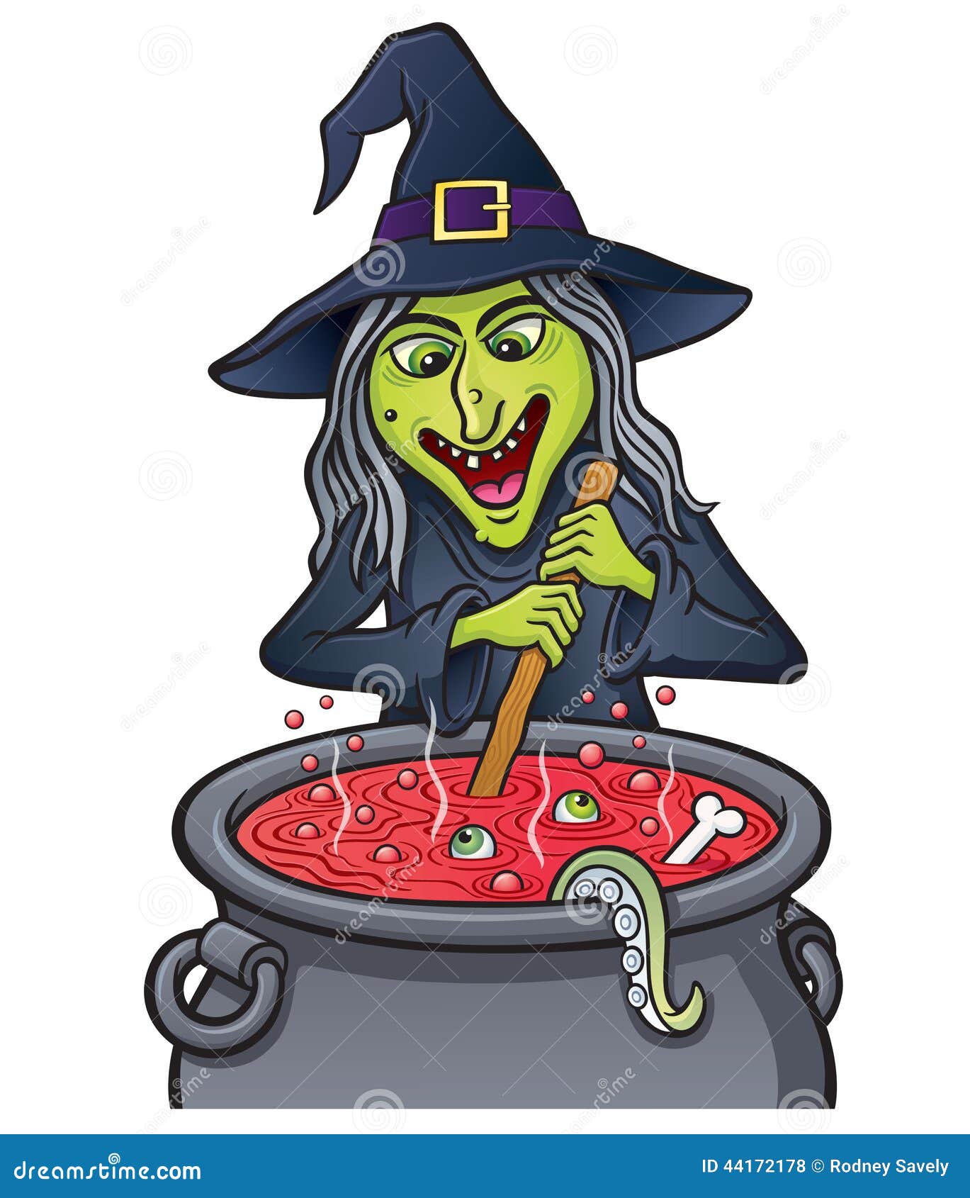 witch stirring bubbling cauldron